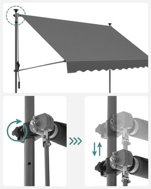 SONGMICS Klemmmarkise Seitenmarkise Balkonmarkise, höhenverstellbar