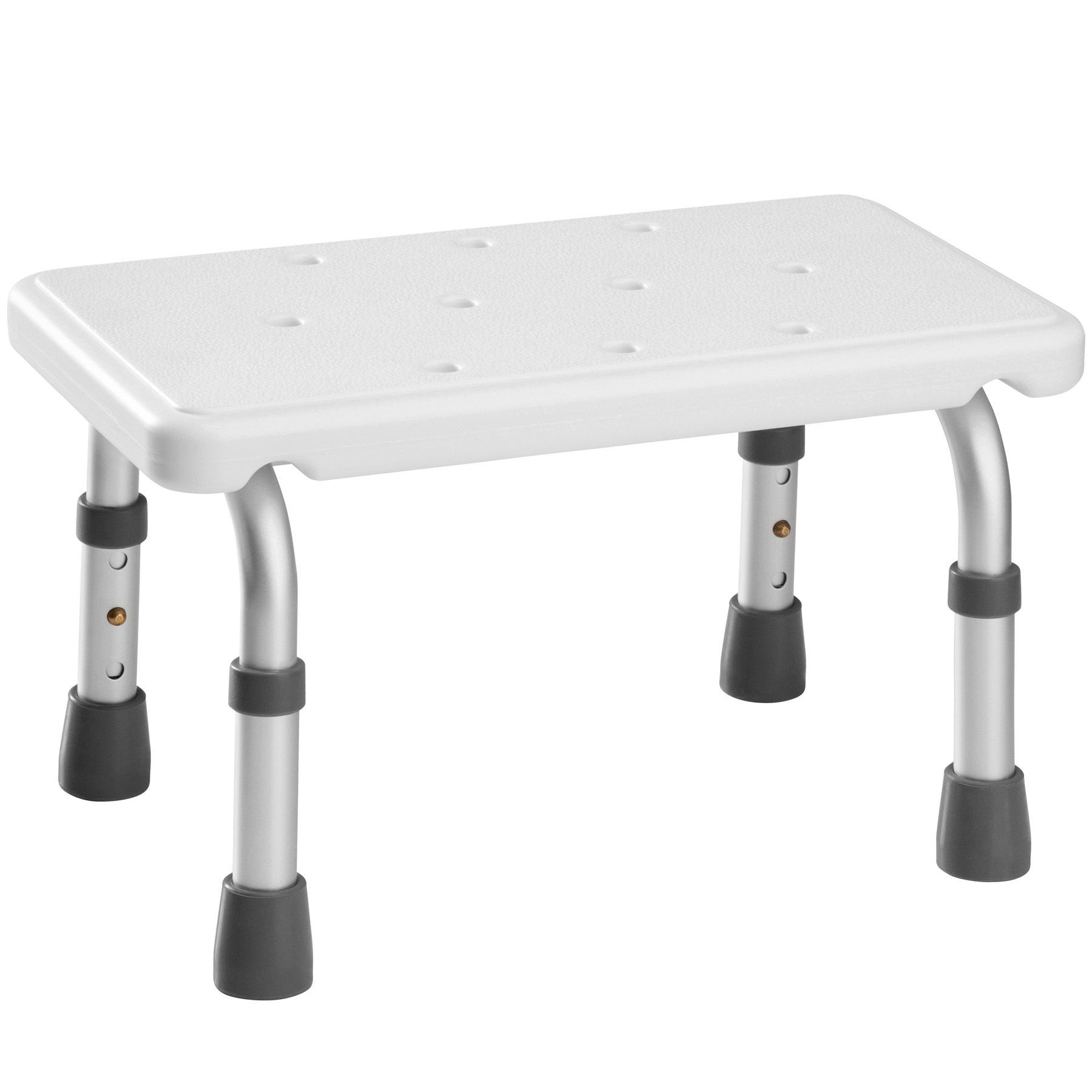 tectake Duschhocker Badewannensitz, Maße: 41 x 26 x 21 – 26,5 cm, rutschfeste Gummifüße, belastbar bis 120,00 kg, Gefertigt aus Aluminium und Kunststoff, 3-fach höhenverstellbar