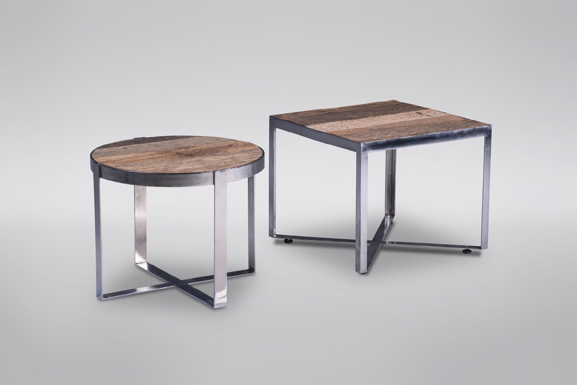 M2 Kollektion Couchtisch Salo 1, Recyceltes Massivholz Quadratisch 50x40x50cm