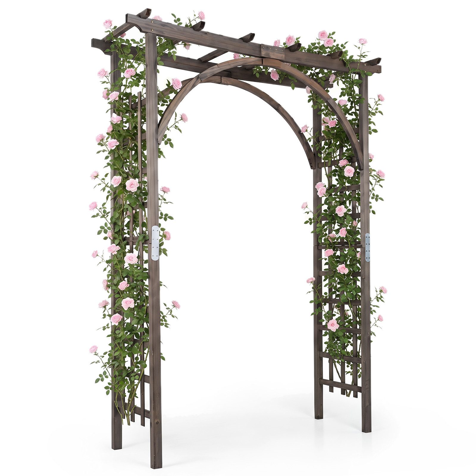COSTWAY Rosenbogen, Gartenbogen Holz, 160 x 60 x 216 cm, Torbogen mit Dach
