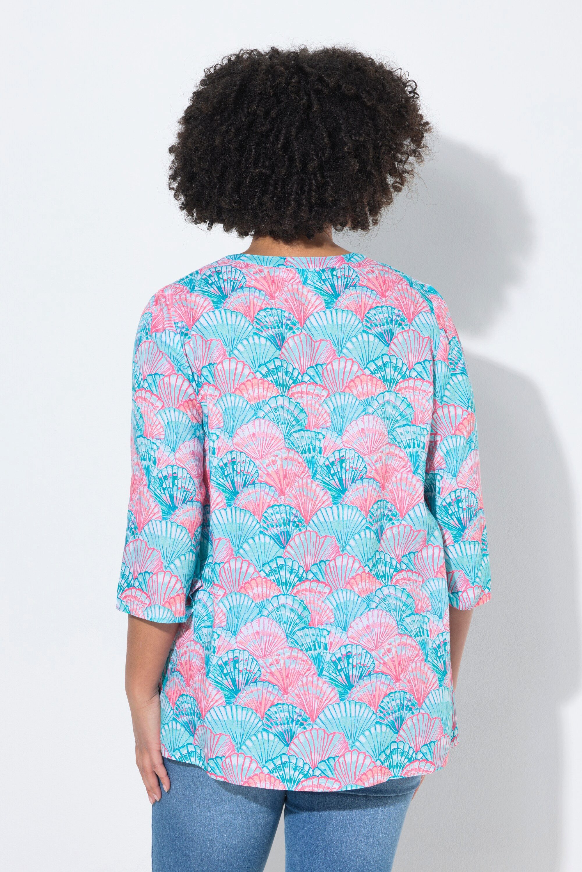 Angel of Style Longbluse Bluse A-Linie Muschel-Muster 3/4-Ärmel