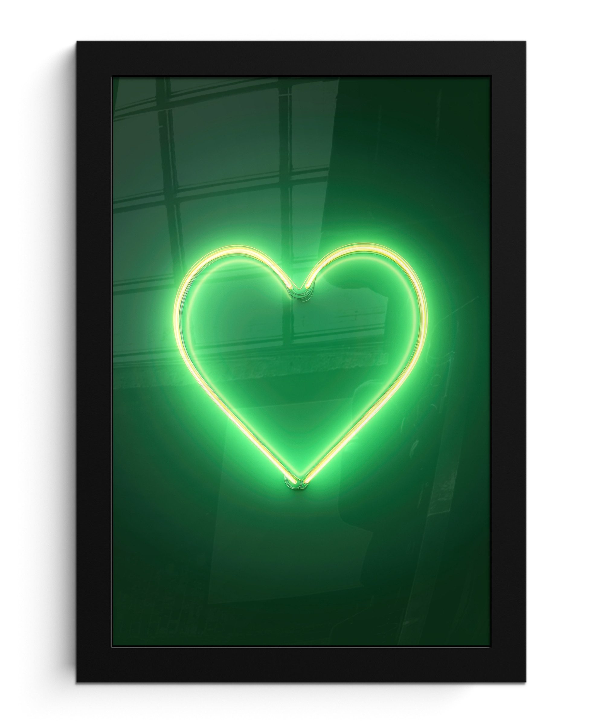 MuchoWow Poster Neon - Grün - Hell, (1 St), Bilderrahmen, Zimmer Deko, Bild für Wohnzimmer, 20x30 cm
