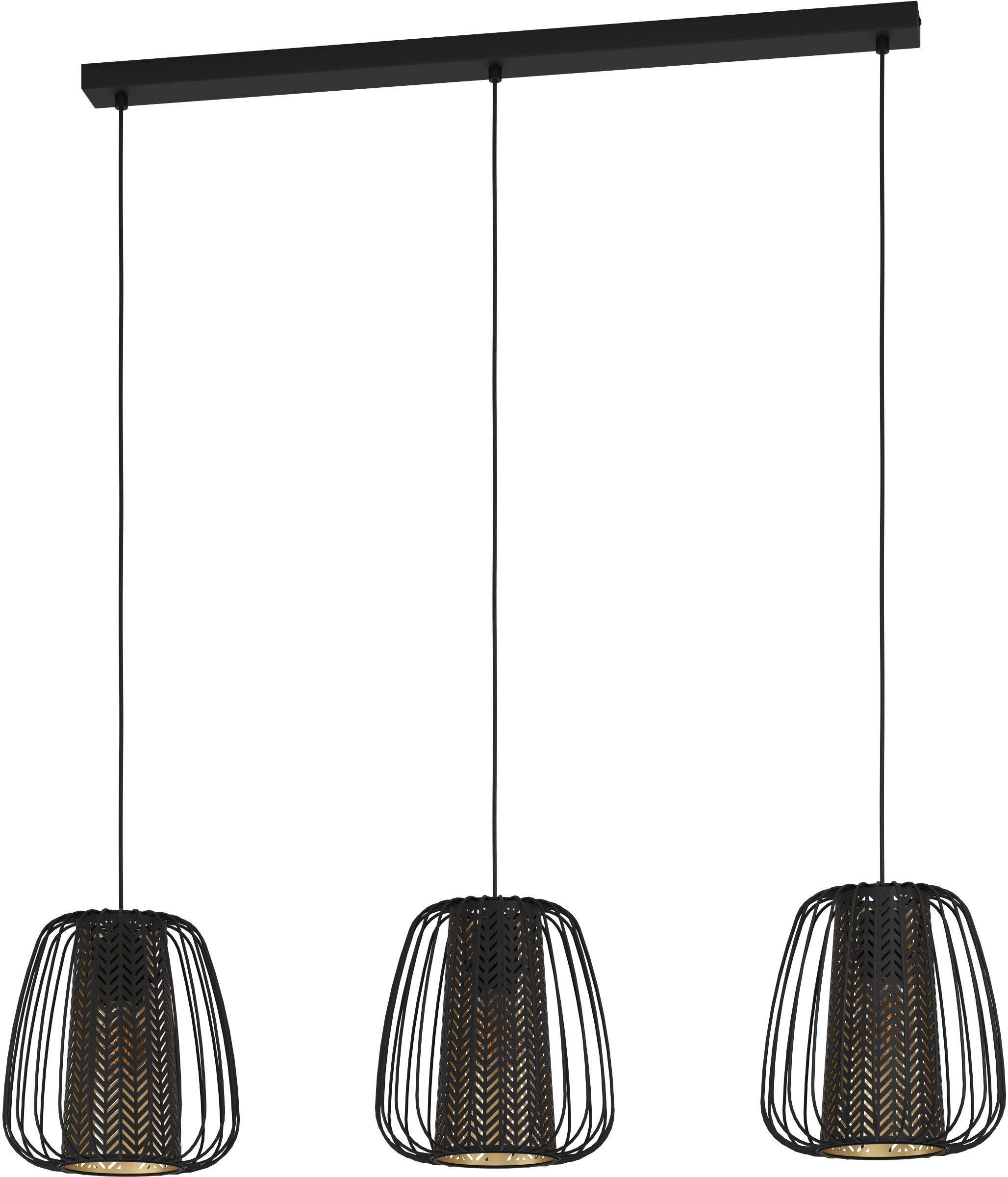 EGLO Hängeleuchte CURASAO, Leuchtmittel wechselbar, ohne Leuchtmittel, Hängeleuchte in schwarz aus Stahl - exkl. E27 - 40W
