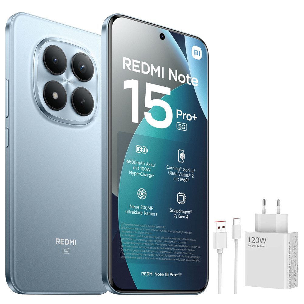Xiaomi Redmi Note 15 Pro+ 5G Smartphone & 120W HyperCharge Handy (256 GB Speicherplatz, 200 MP Kamera)