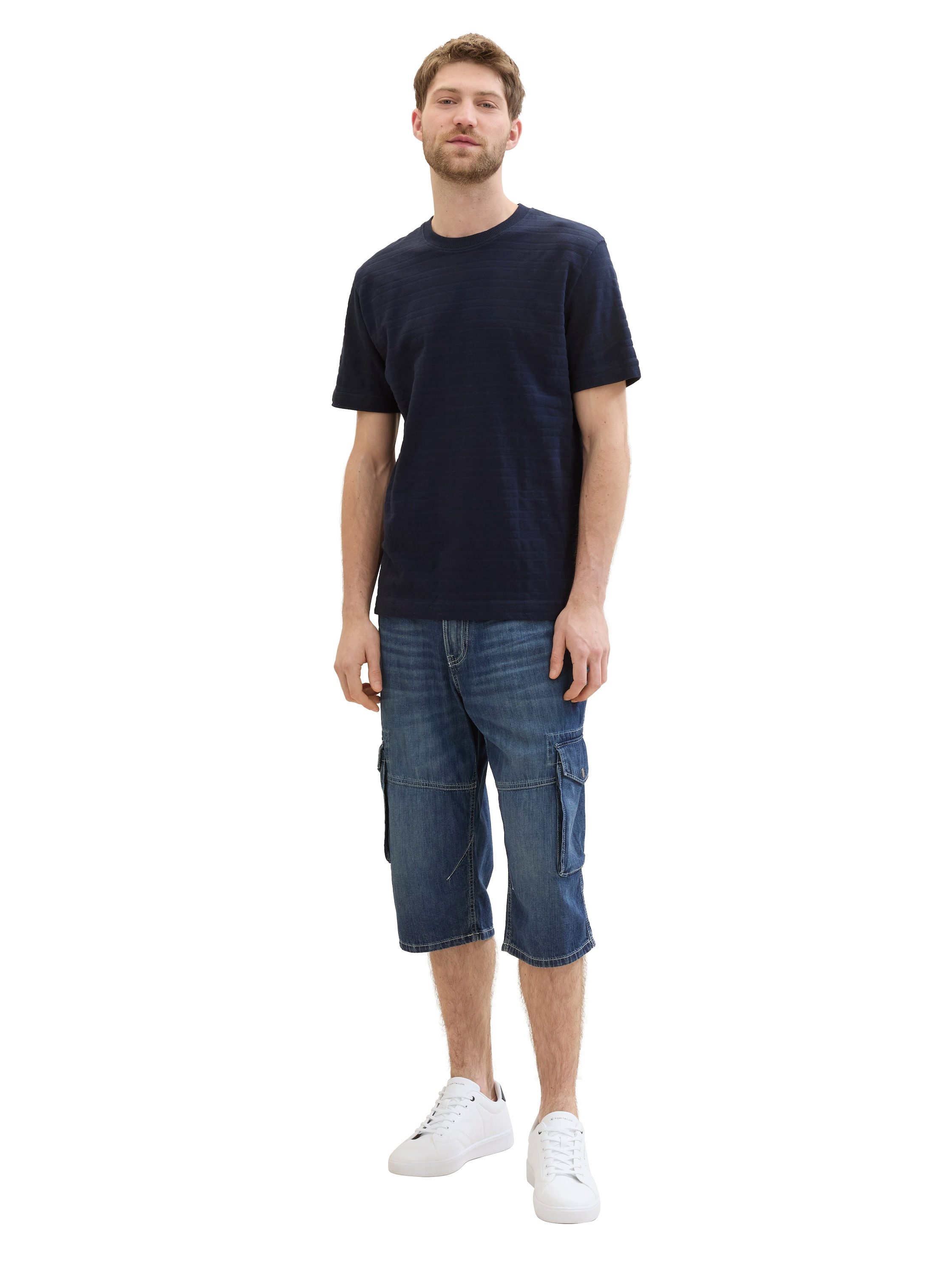 TOM TAILOR Jeansshorts MORRIS OVERKNEE mit recycelter Baumwolle