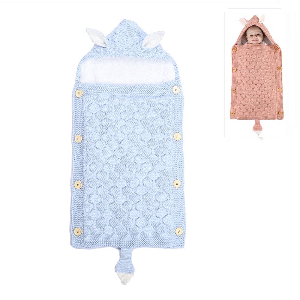 Schlafsack mit Baumwollflaum Schlafsack Wickelwickel XDeer abnehmbar,Warmer Warmer, Wickeldecke Baby Knopf blue Niedlicher Babyschlafsack für Kinderwagen