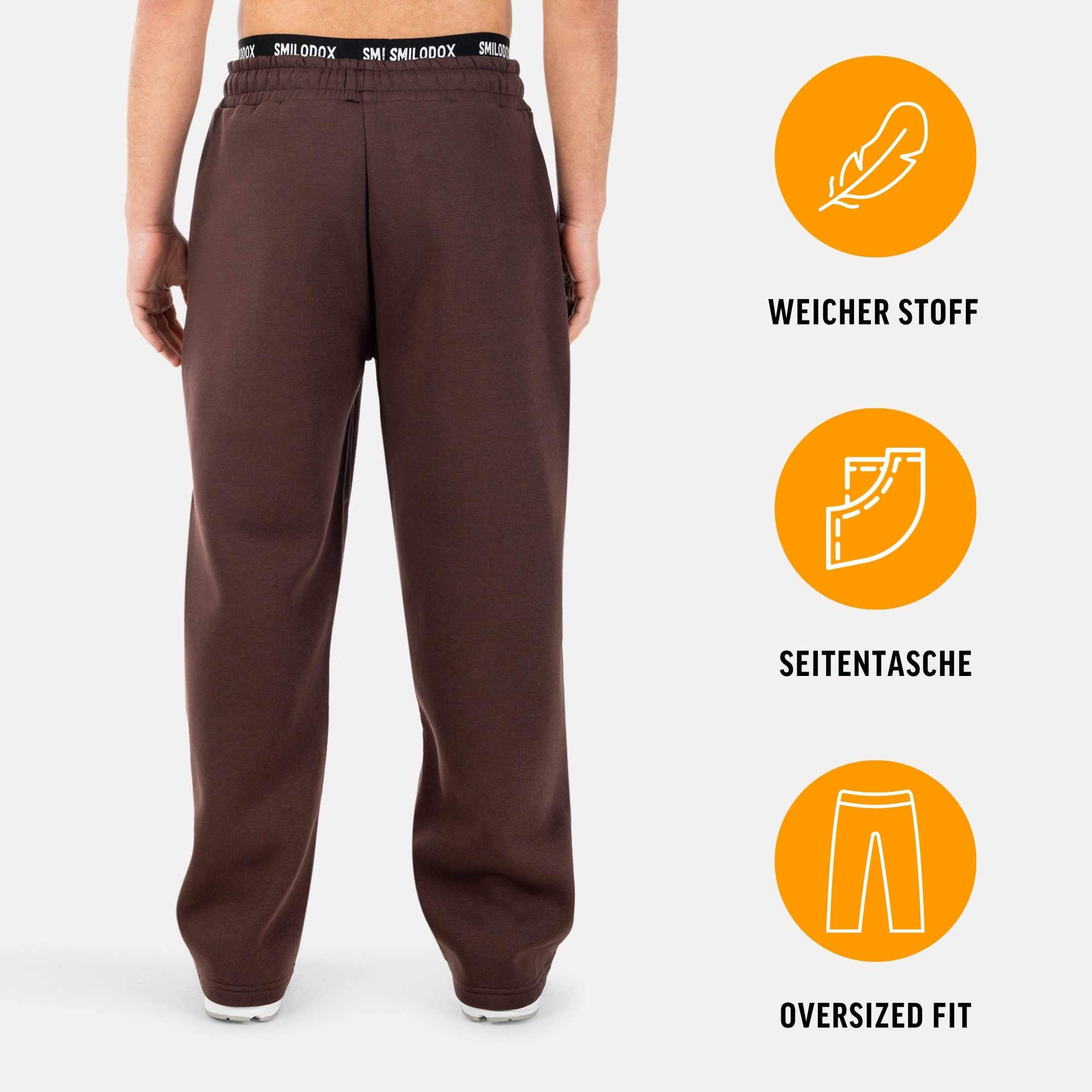Smilodox Jogginghose Oswin, Trainingshose Herren, Baggy Fit mit elastischem Bund, Gym weites Bein, weiches Sweat, sportlicher Look, Logo-Detail