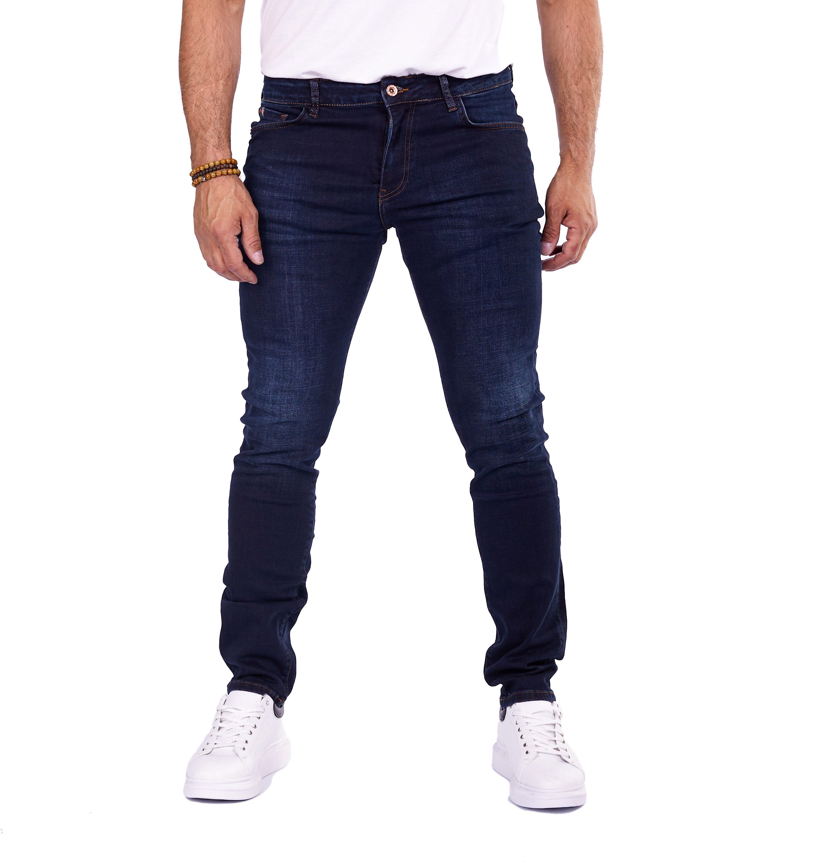 Denim Distriqt Slim-fit-Jeans Herren Regular Fit Jeanshose mit Stretch Dunkelblau 3015 W32/L34