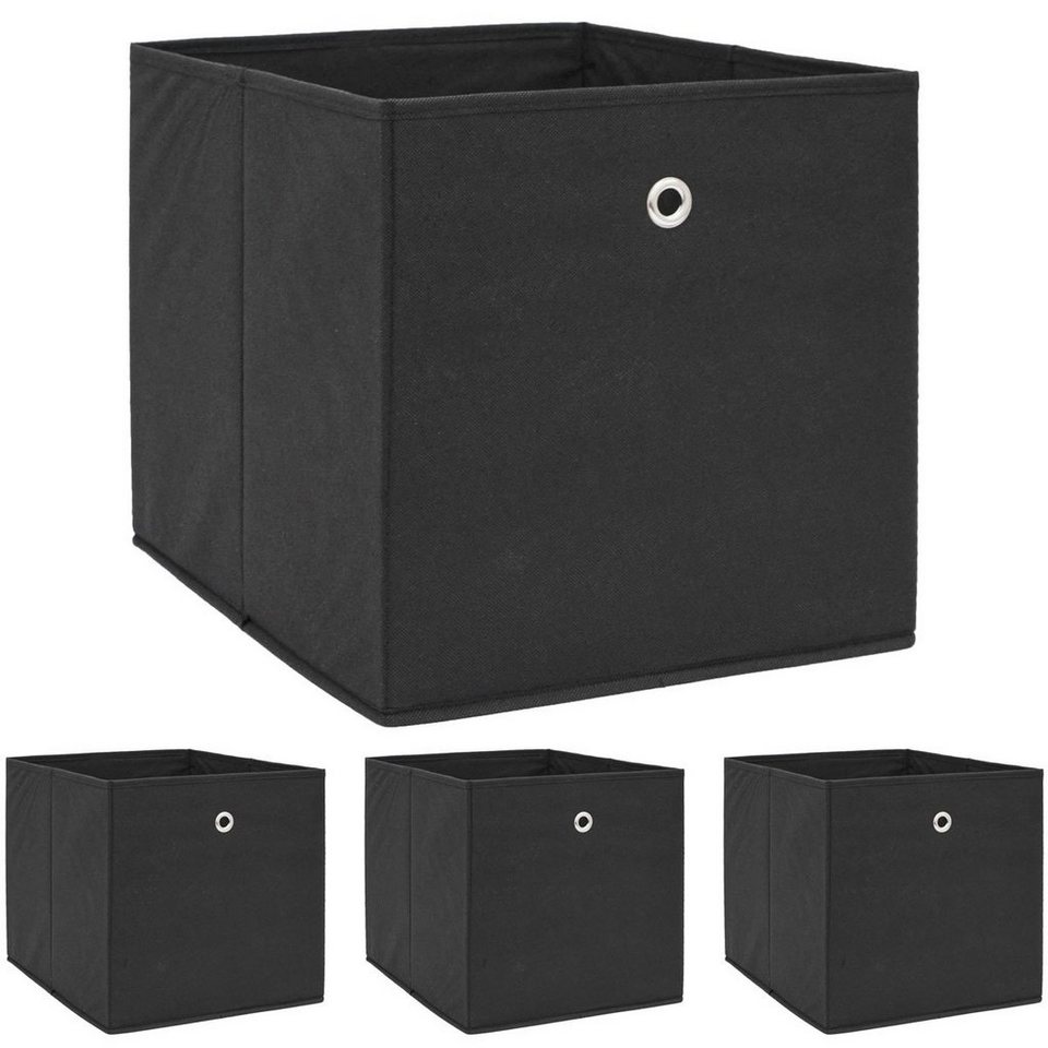 Faltbox, 33x38x33 4er mit Aufbewahrungsbox Aufbewahrungsbox DuneDesign schwarz Faltboxen Öse Set Kallax