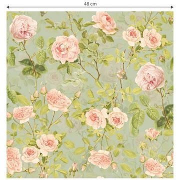 K&L Wall Art Mustertapete Pfingstrosen Mustertapete Rosa Rosen Blumentapete Florale Vliestapete, Rosengarten Tapete