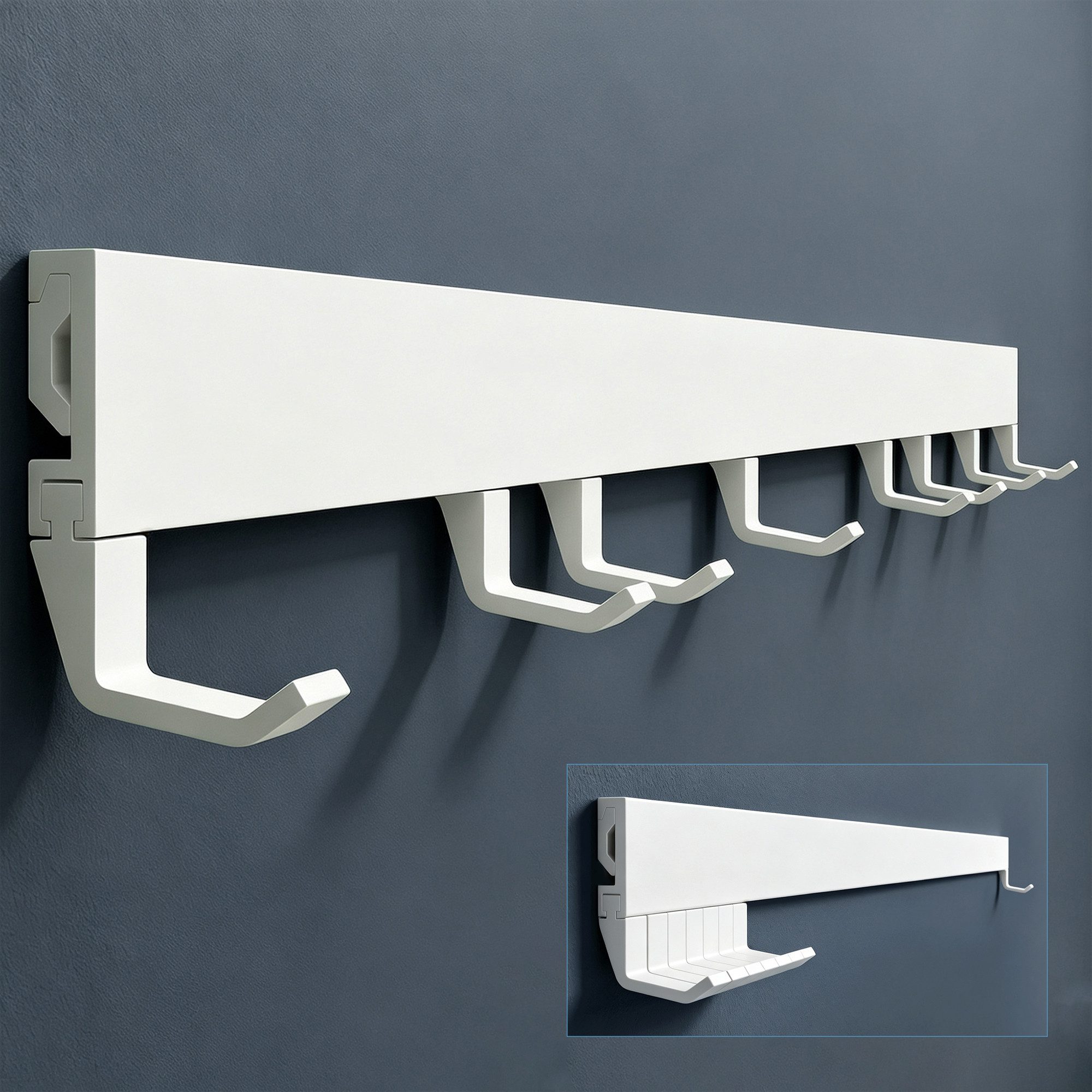 doporro Garderobenleiste Garderobenhaken mit verschiebbaren Kleiderhaken aus Aluminium Stalo10 (8 St), Pulverbeschichtet, aus hochwertige Alu