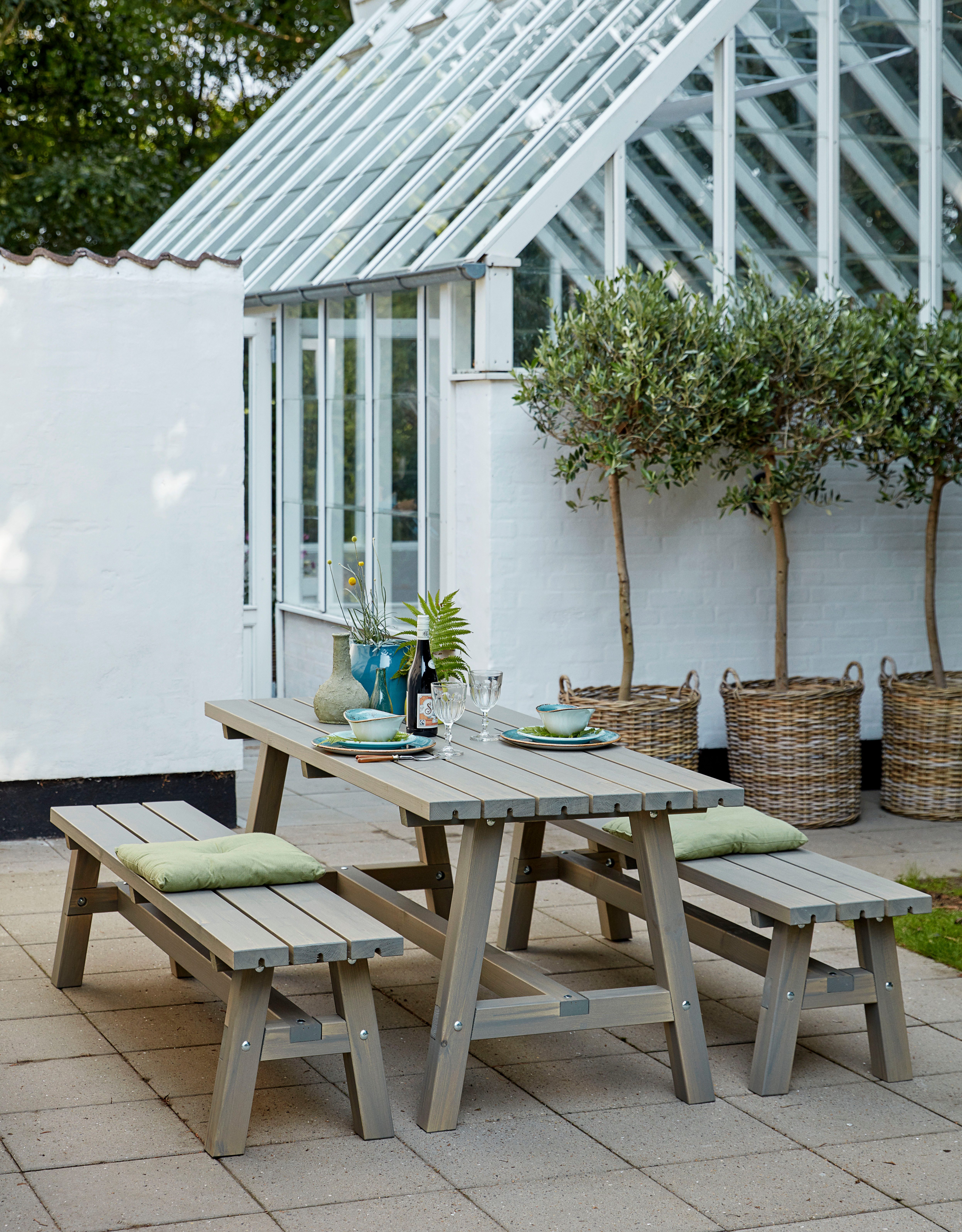 PLUS Sitzbank Country Plankengarnitur, TOPSELLER! (3-St., Garten-Sitzbank-Kombi, OTTOs Choice), Besteht aus: Tisch und 2 Bänke