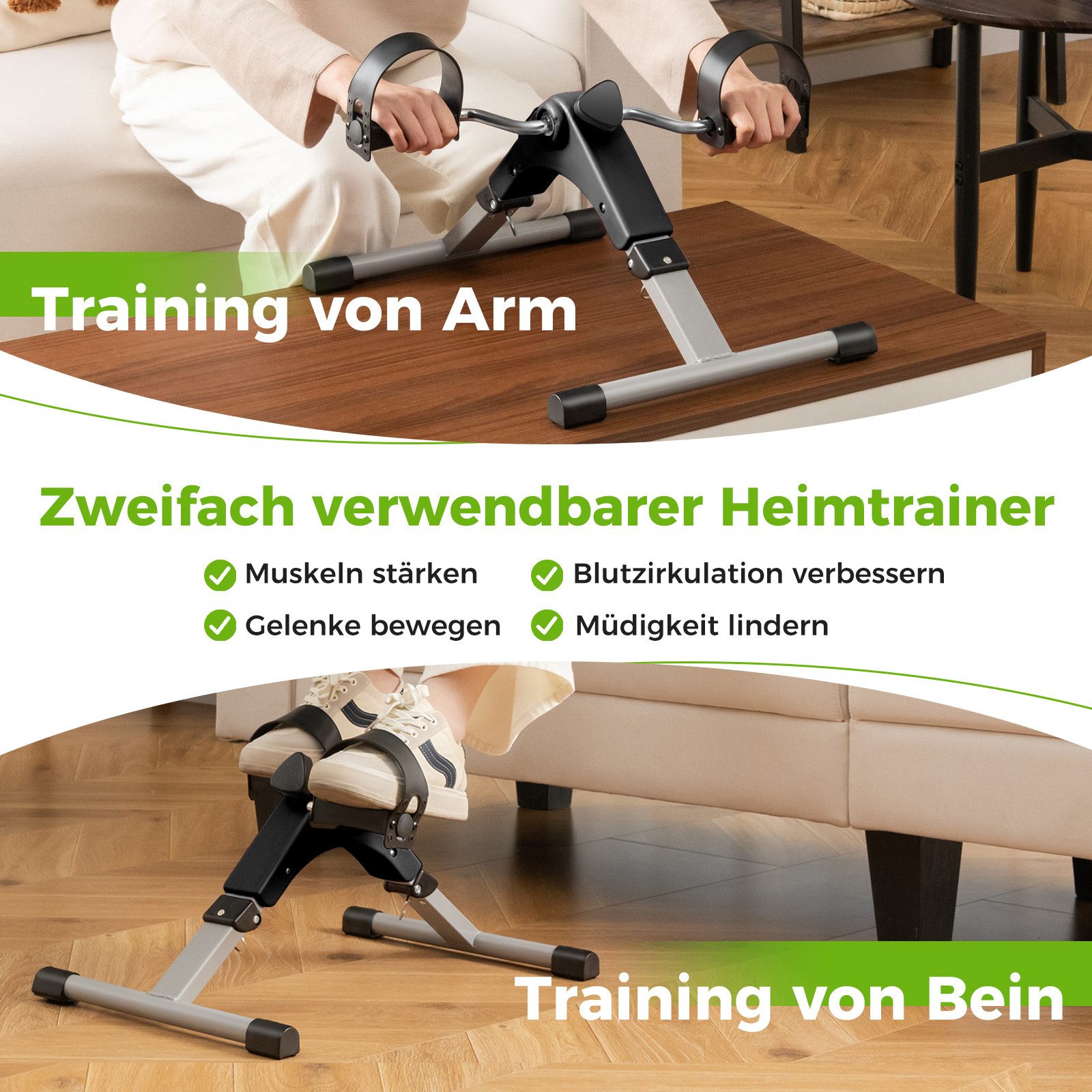 COSTWAY Mini-Heimtrainer klappbar Mini-Bike mit verstellbarem Widerstand & LCD-Display – Bild 4 von 5