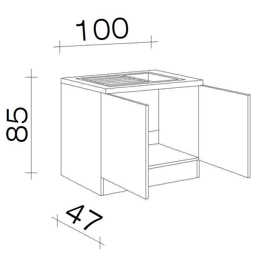 85 x Bergen Flex-Well inkl. Spülenschrank x x 100 x (B T) cm, H 50 Einbauspüle