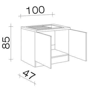 Flex-Well Spülenschrank Bergen (B x H x T) 100 x 85 x 50 cm, inkl. Einbauspüle