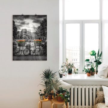 Artland Wandbild Amsterdam Herengracht & Sonnenstrahlen, Fahrräder (1 St), als Leinwandbild, Poster in verschied. Größen