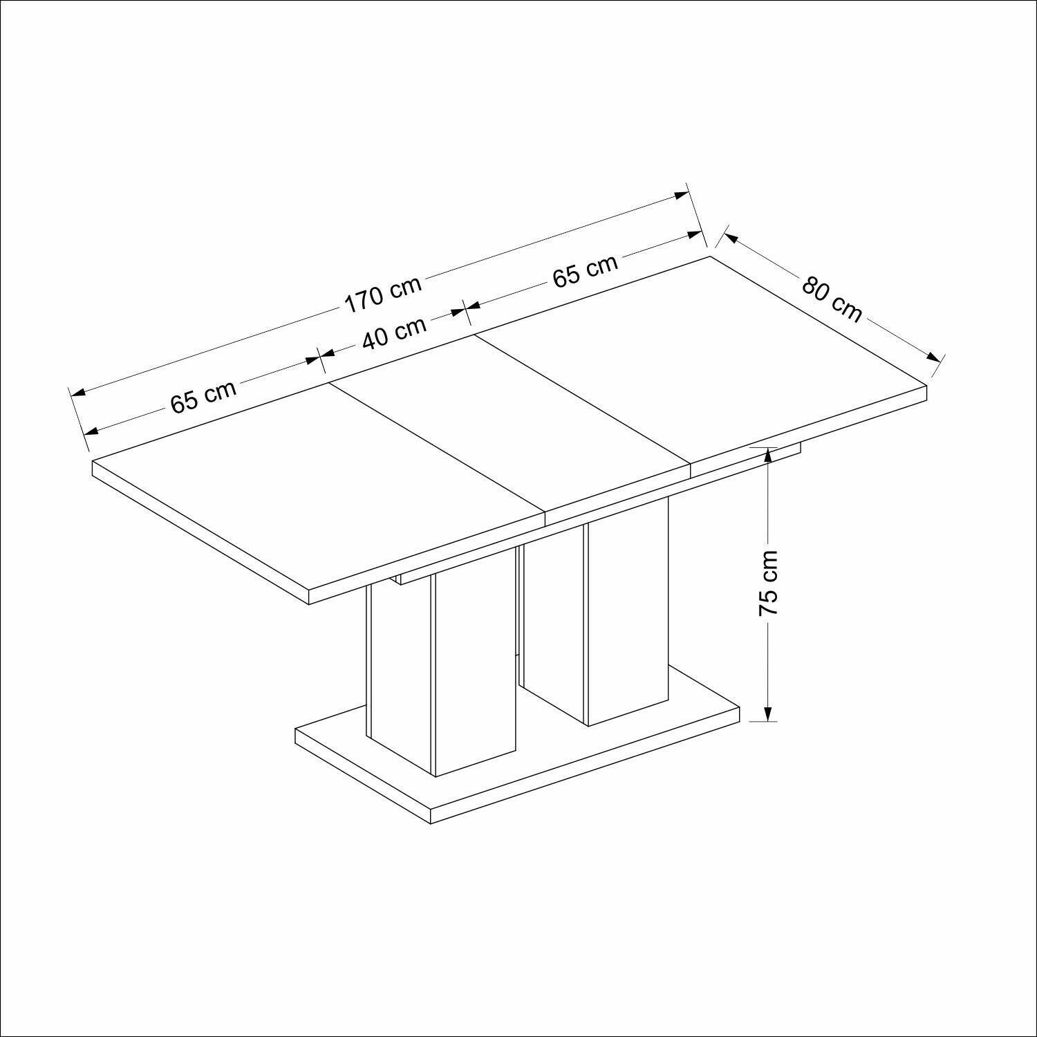 360 Kulissen-Esstisch Esstisch, Tisch, Esszimmertisch, Farben Säulentisch in ausziehbar sonoma 3