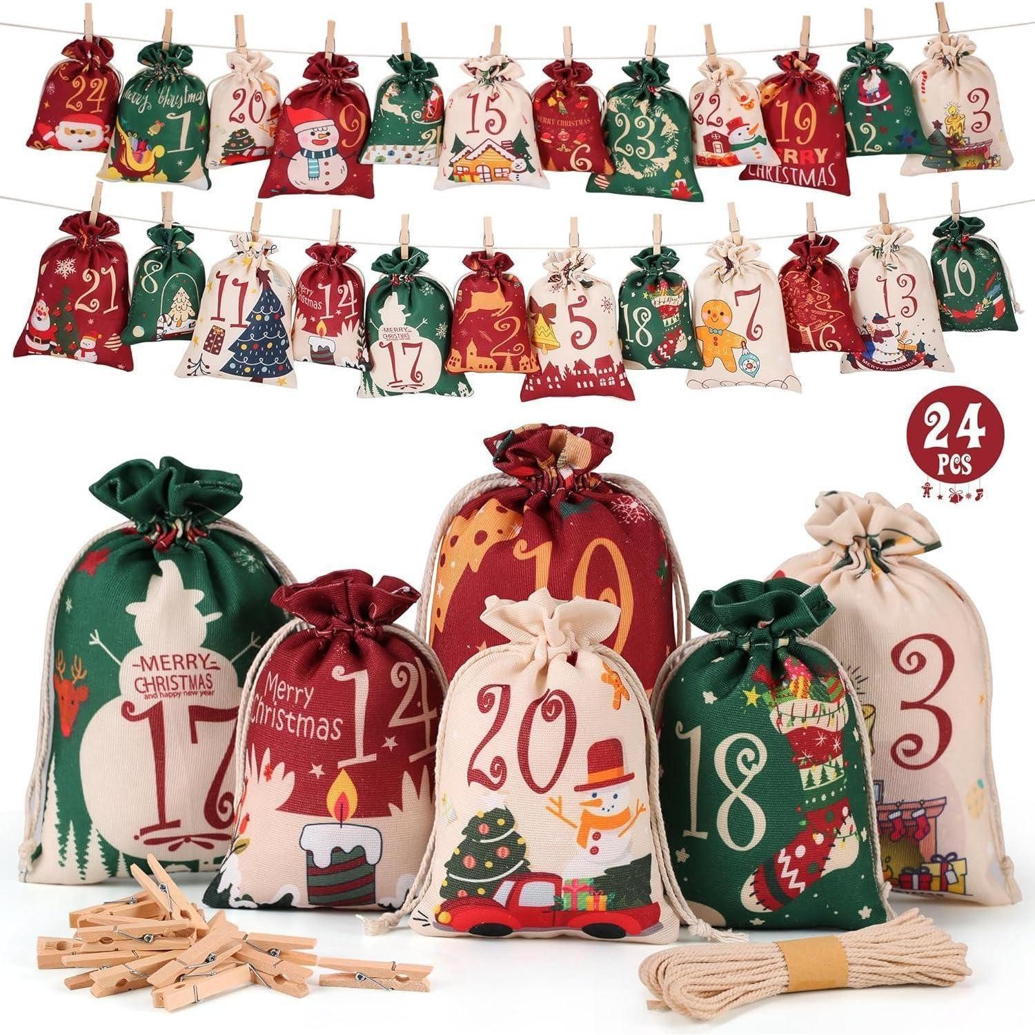 LuxusKollektion befüllbarer Adventskalender Adventskalender Befüllen 2024 DIY Säckchen Stoffbeutel Erwachsene