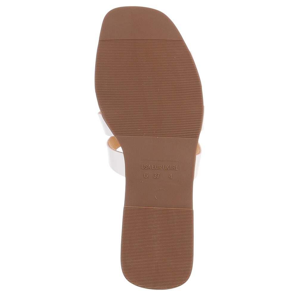 Ital-Design Damen Pantolette mit Schmuckdetail und Komfortsohle Pantolette (91970848) Blockabsatz Pantoletten in Weiß