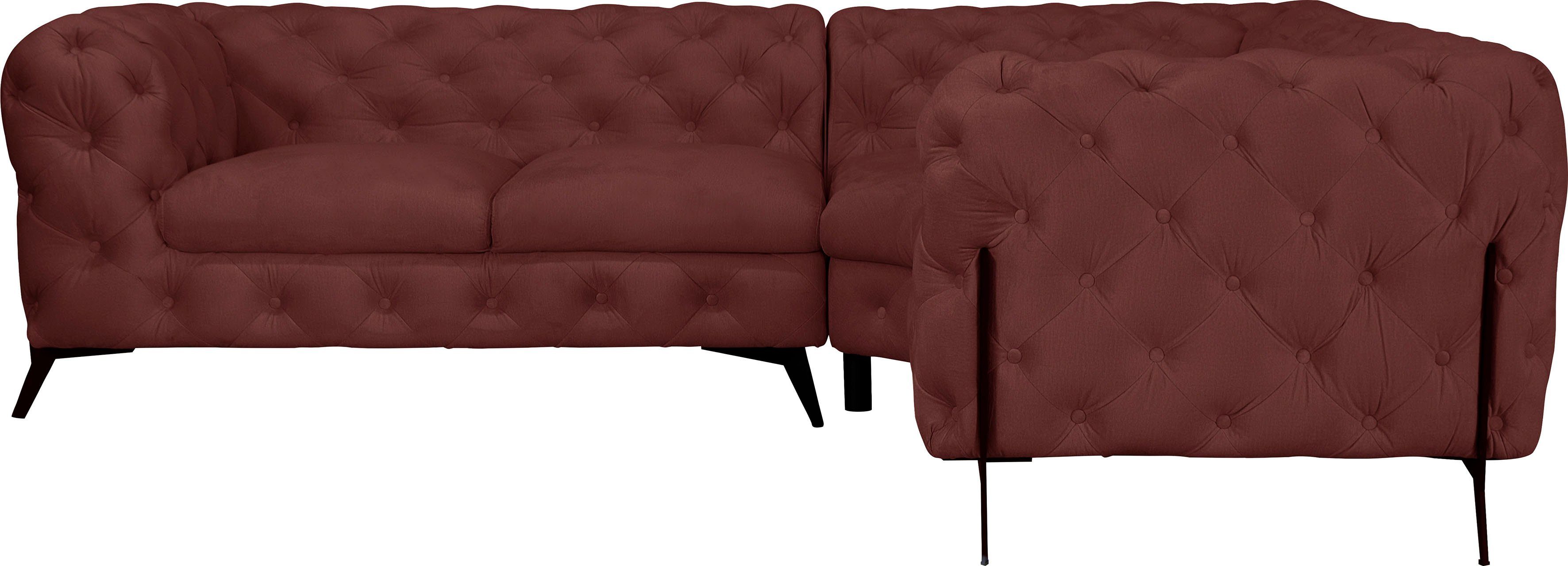 Home affaire Chesterfield-Sofa Amaury L-Form, moderne Chersterfield-Optik, Breite 262 cm, Fußfarbe wählbar