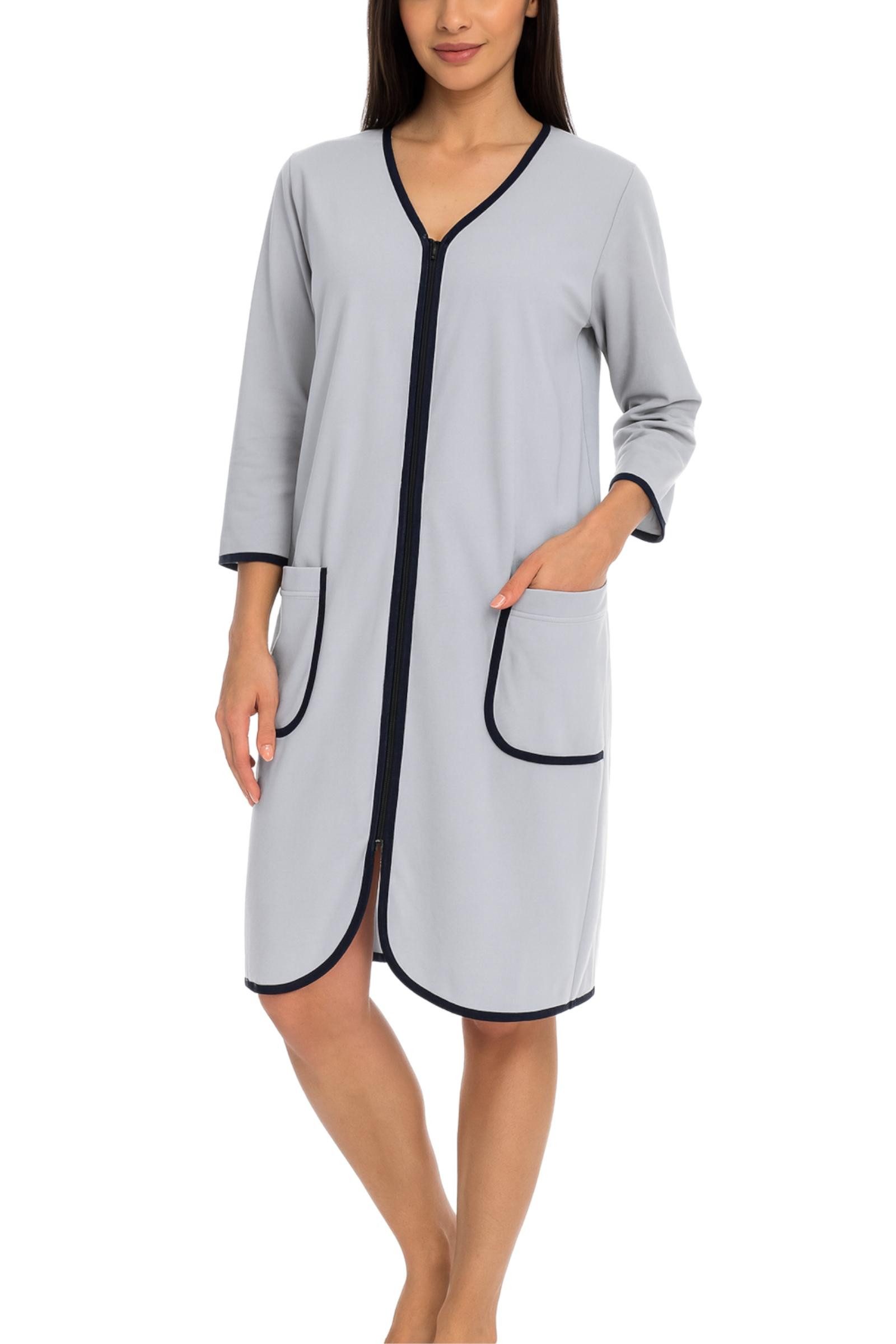 Aquarti Damenbademantel Damen Bademantel Morgenmantel Reißverschluss günstig online kaufen