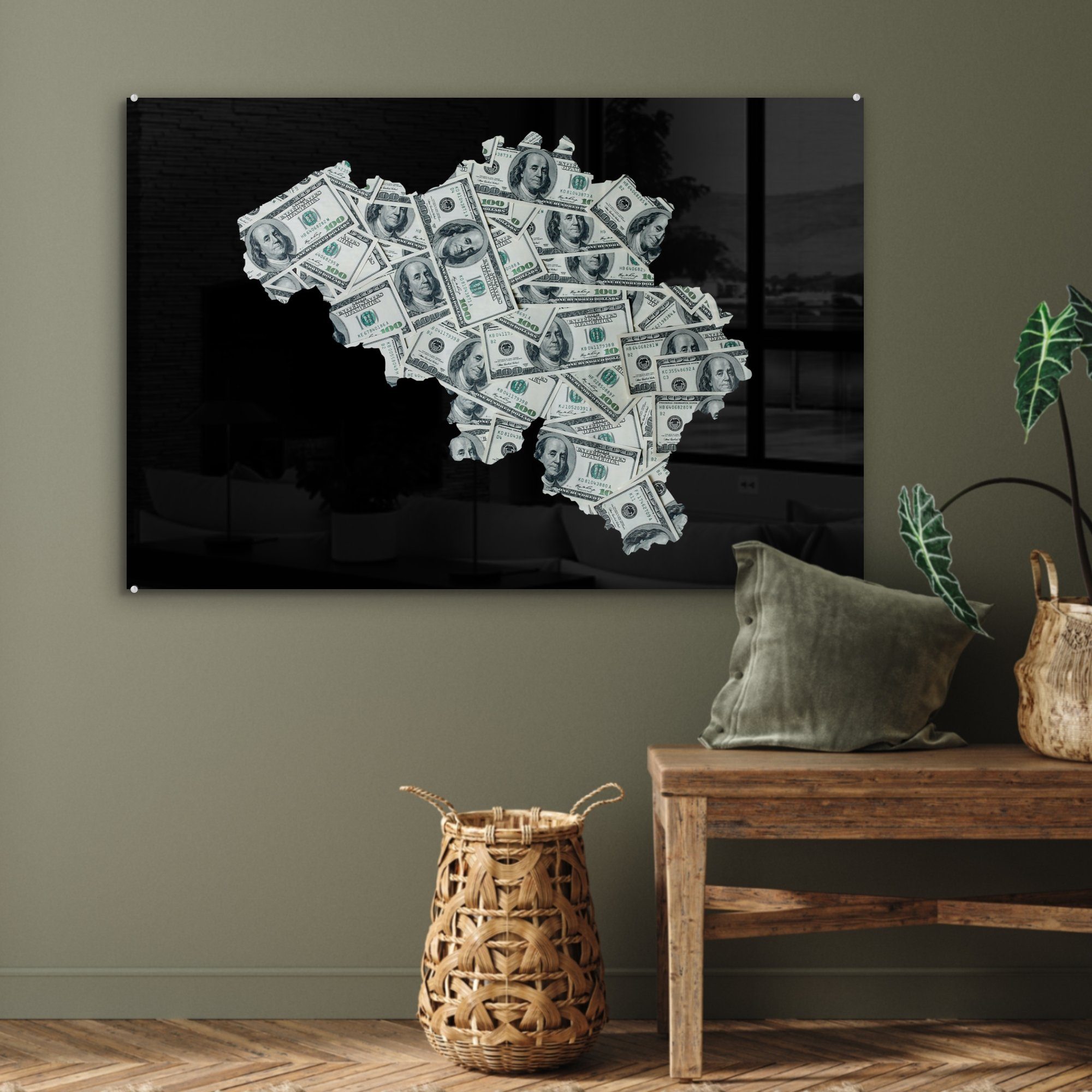 Acrylglasbild & - Schlafzimmer Geld, Acrylglasbilder Wohnzimmer MuchoWow St), - Belgien Karte (1