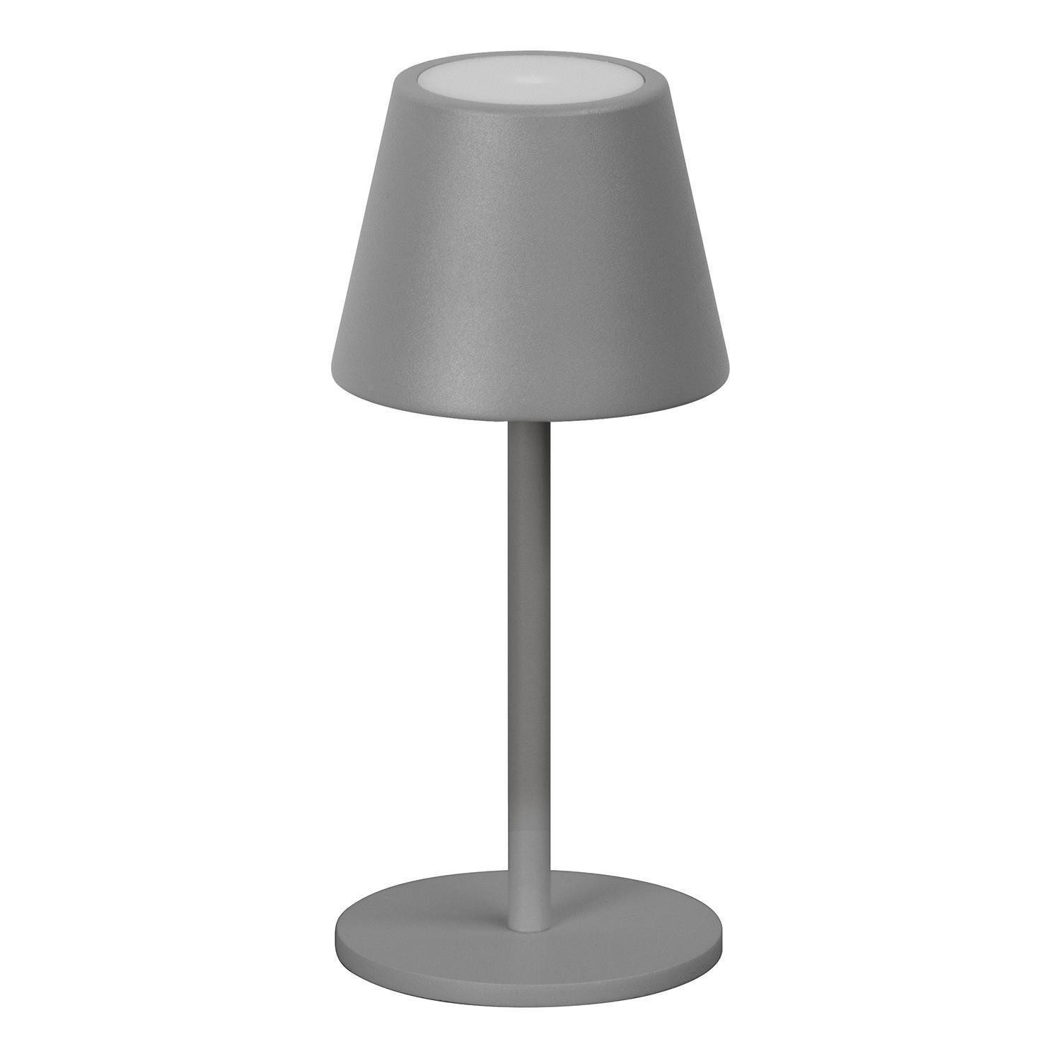 FH Lighting LED Tischleuchte SALERNO, Grau, Metall, Akkubetrieben, Anpassung der Farbtemperatur, Dimmfunktion, LED fest integriert, Extra-Warmweiß, Neutralweiß, inkl. USB-Kabel, IP54 Spritzwassergeschützt, Ø 8,5 x H 20 cm