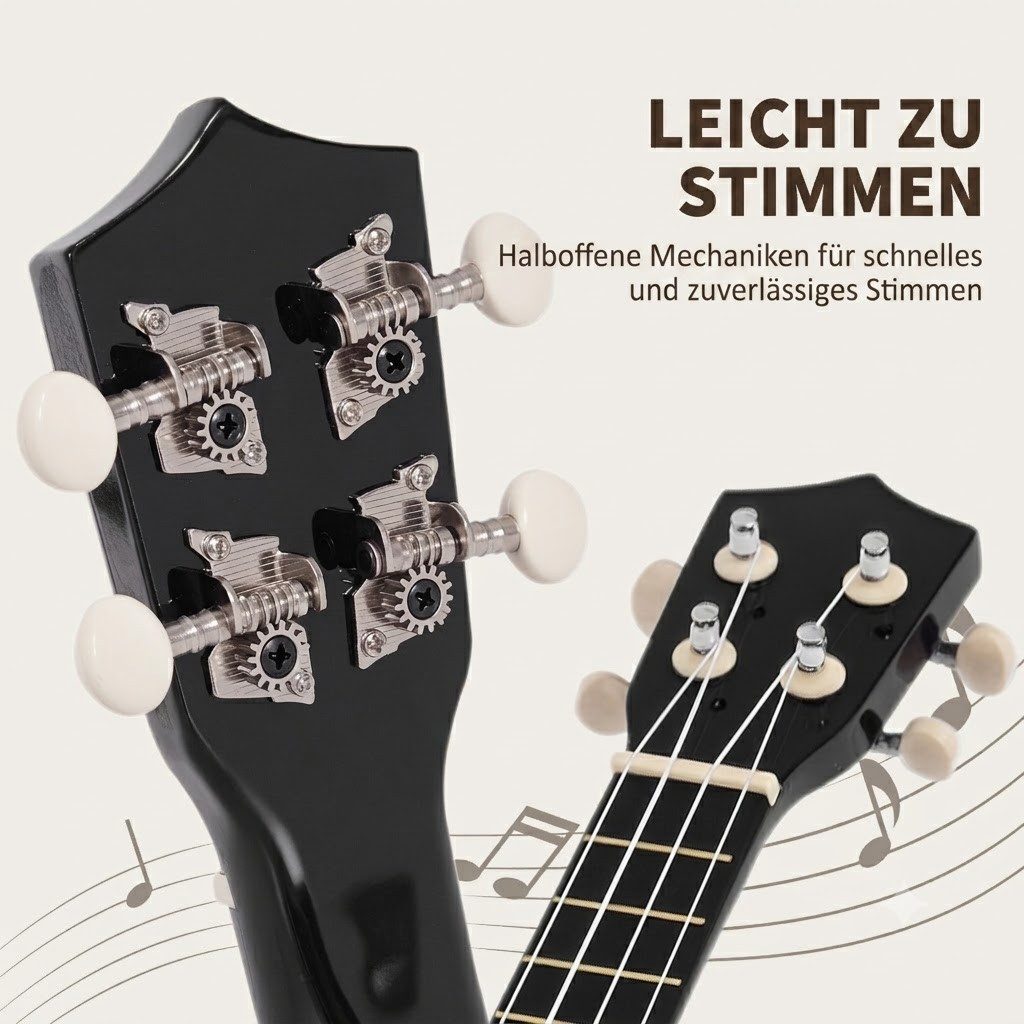 kowdom Ukulele Ukulele Soprano 21 Zoll, für Anfänger, Nylonsaiten, Set, Soprano, Ukulele, Komplettset mit Zubehör, Ukulele, Soprano, 21 Zoll, Anfänger, Nylonsaiten