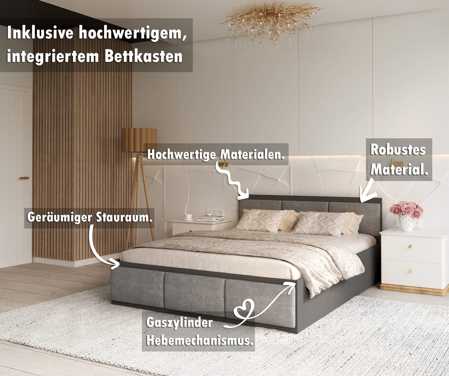 thematys Stauraumbett mit Bettkasten und Lattenrost 120x200, 140x200, 160x2 günstig online kaufen