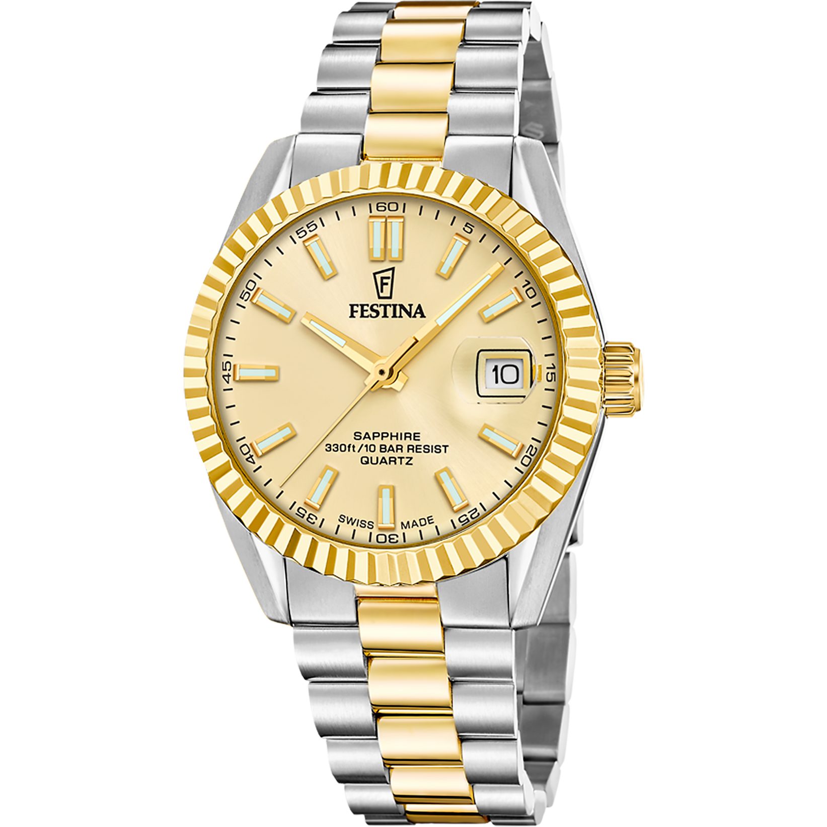 Festina Quarzuhr Classic Steel F20085_A, Armbanduhr, Damenuhr, Herrenuhr, Swiss Made, Edelstahlarmband, analog