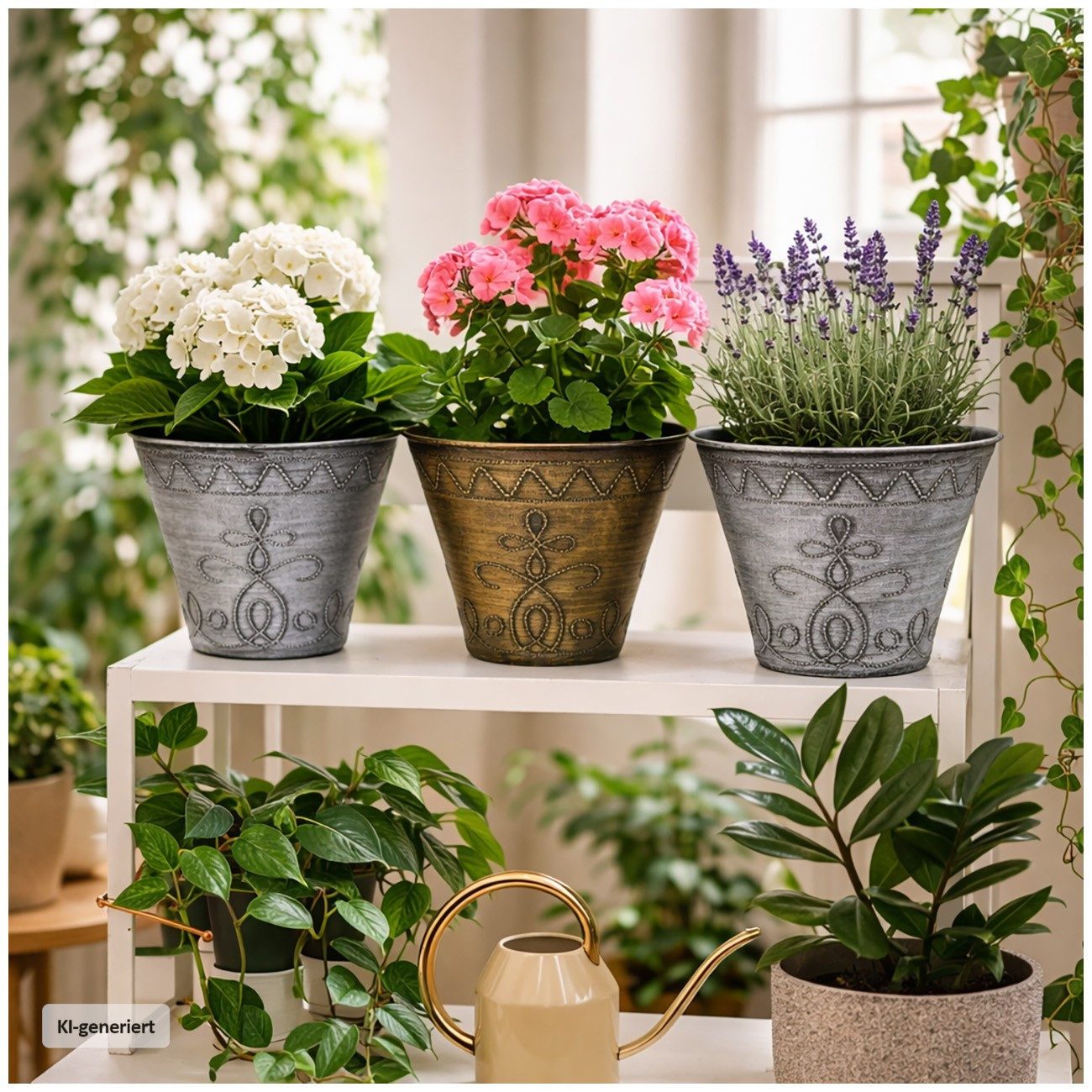 HTI-Living Blumentopf Blumentopf Nessa Ornamente Gold Silber 3er-Set (Set, 3 St., 3 Übertöpfe), Übertopf Kunststoff – Bild 4 von 5