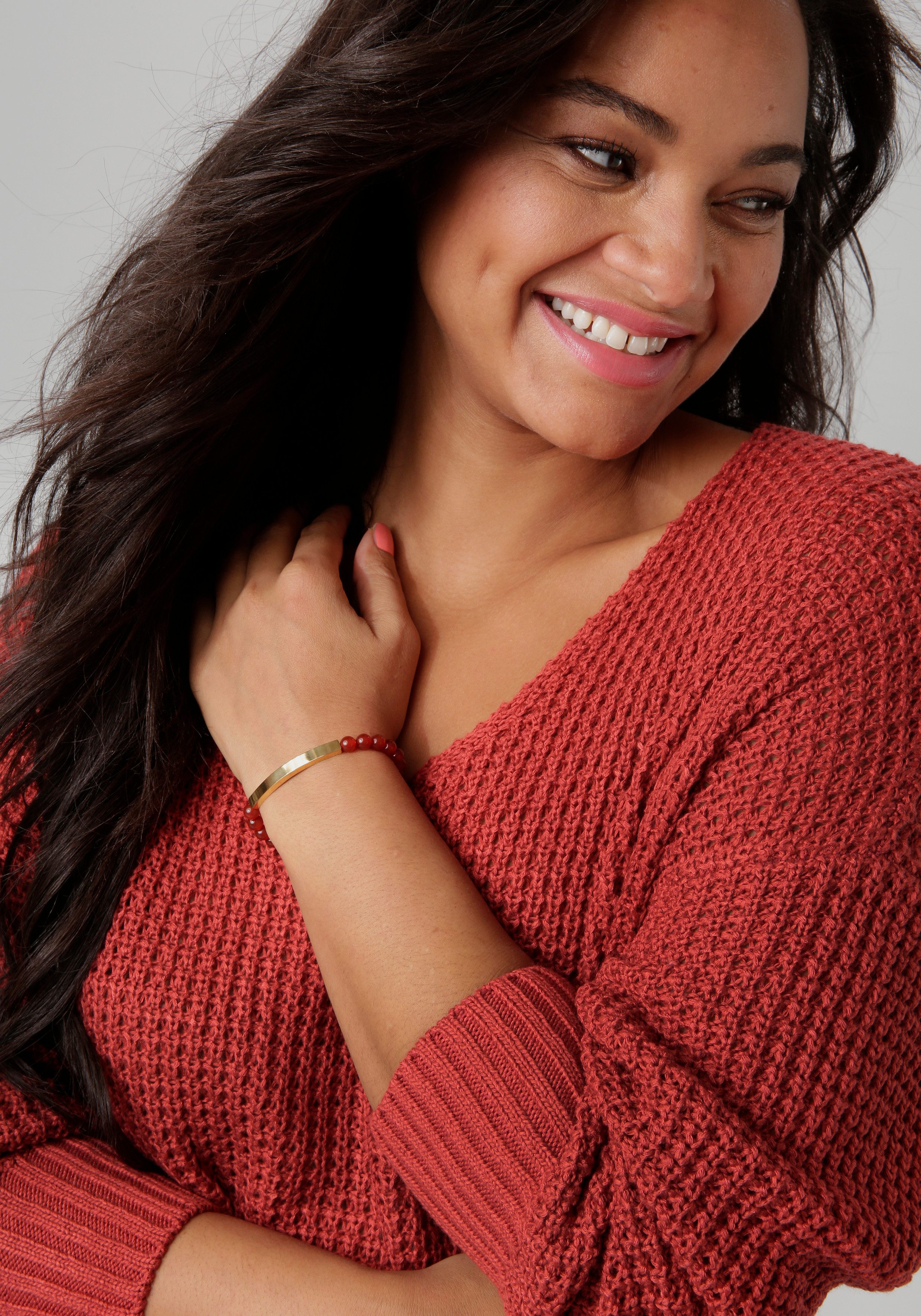 Aniston PLUS Strickpullover im dezenten Ajour-Strickmuster