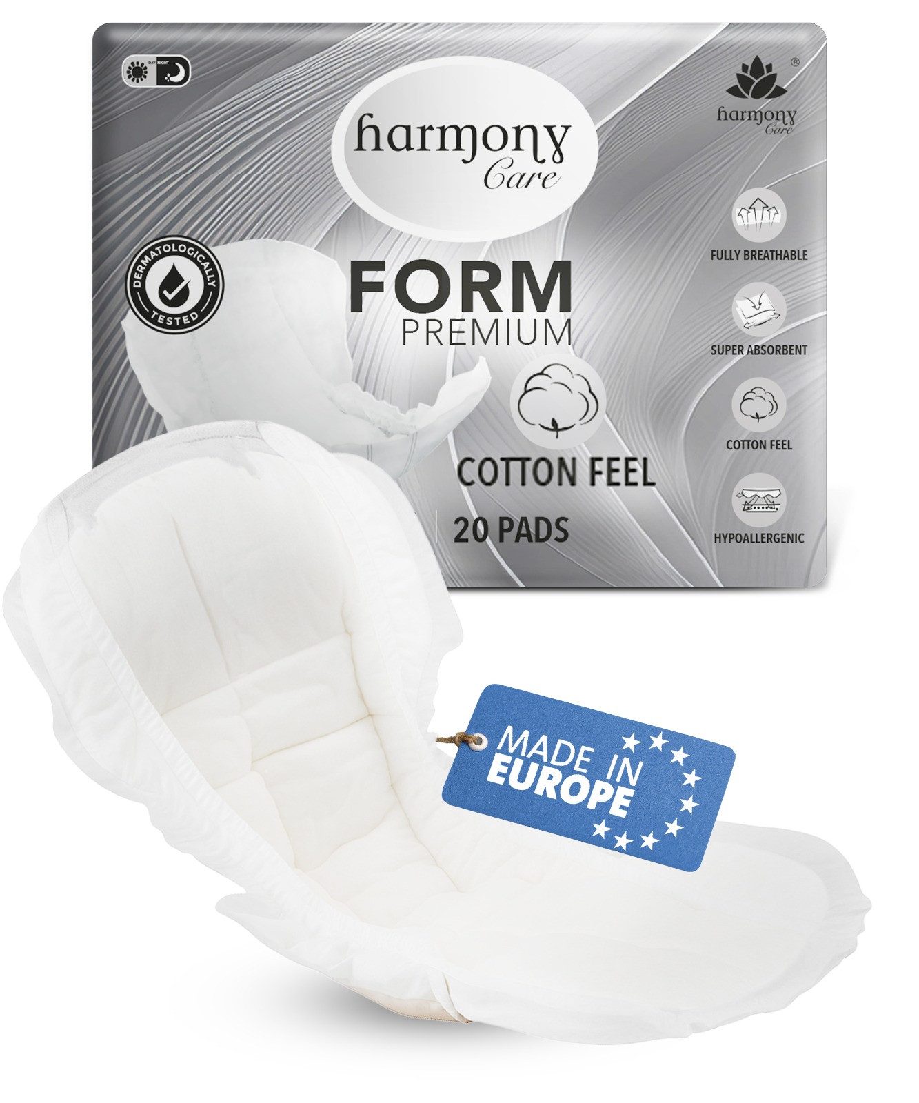 Harmony Care Inkontinenz-Einlage Harmony Care® Form Maxi+ Inkontinenzvorlagen Unisex stark, Maxi-Schutz, bei starker Inkontinenz, 20-St., trockenes Hautgefühl, Inkontinenzeinlage für Fixierhosen + Bettlägrige