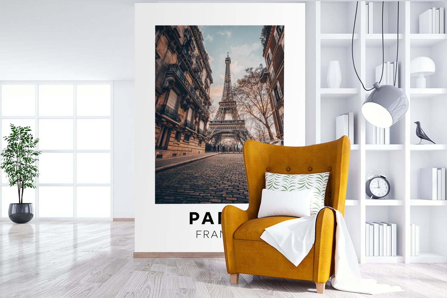 (3 Wohnzimmer, Wandtapete Vinyl - St), Montagefertig für bedruckt, Matt, MuchoWow Tapete Paris - Eiffelturm, Fototapete Frankreich