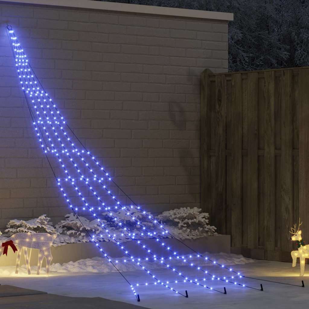 vidaXL LED Baum LED Weihnachtsbaum mit Erdspießen Blau 511 cm Metall