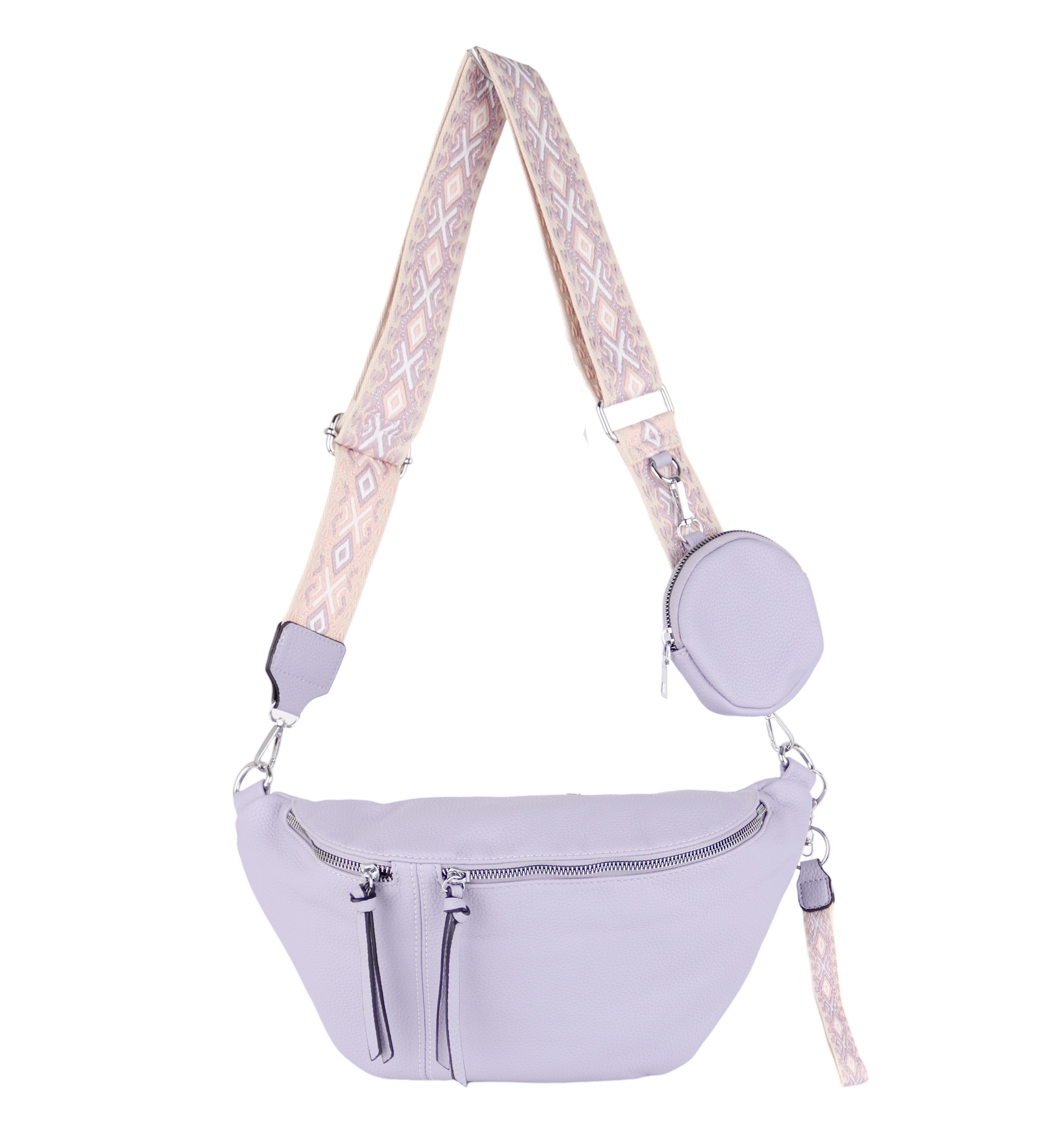 MIRROSI Bauchtasche Damen Taschen, Umhängetasche, Brusttasche, 35x19x11cm XL Veganes Leder (Schultertasche für jeden Anlass, (dazu 1x Schlüsselband und 1x Münzenbeutel), Crossbody Bag, Bohemian gemusterten & verstellbaren Schulterriemen