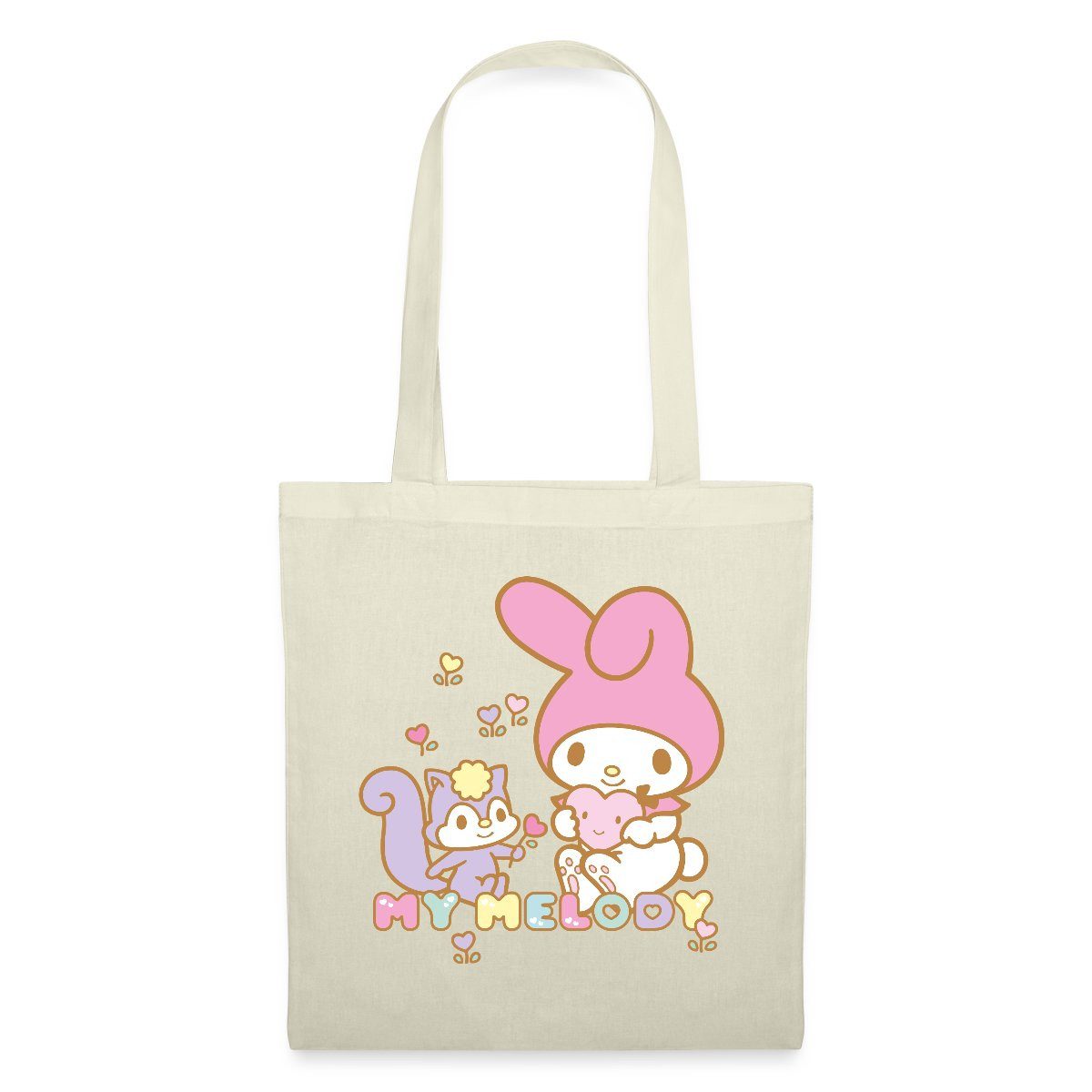 Spreadshirt Henkeltasche My Melody Pflückt Mit Risu Herzblümchen Stoffbeutel (1-tlg)