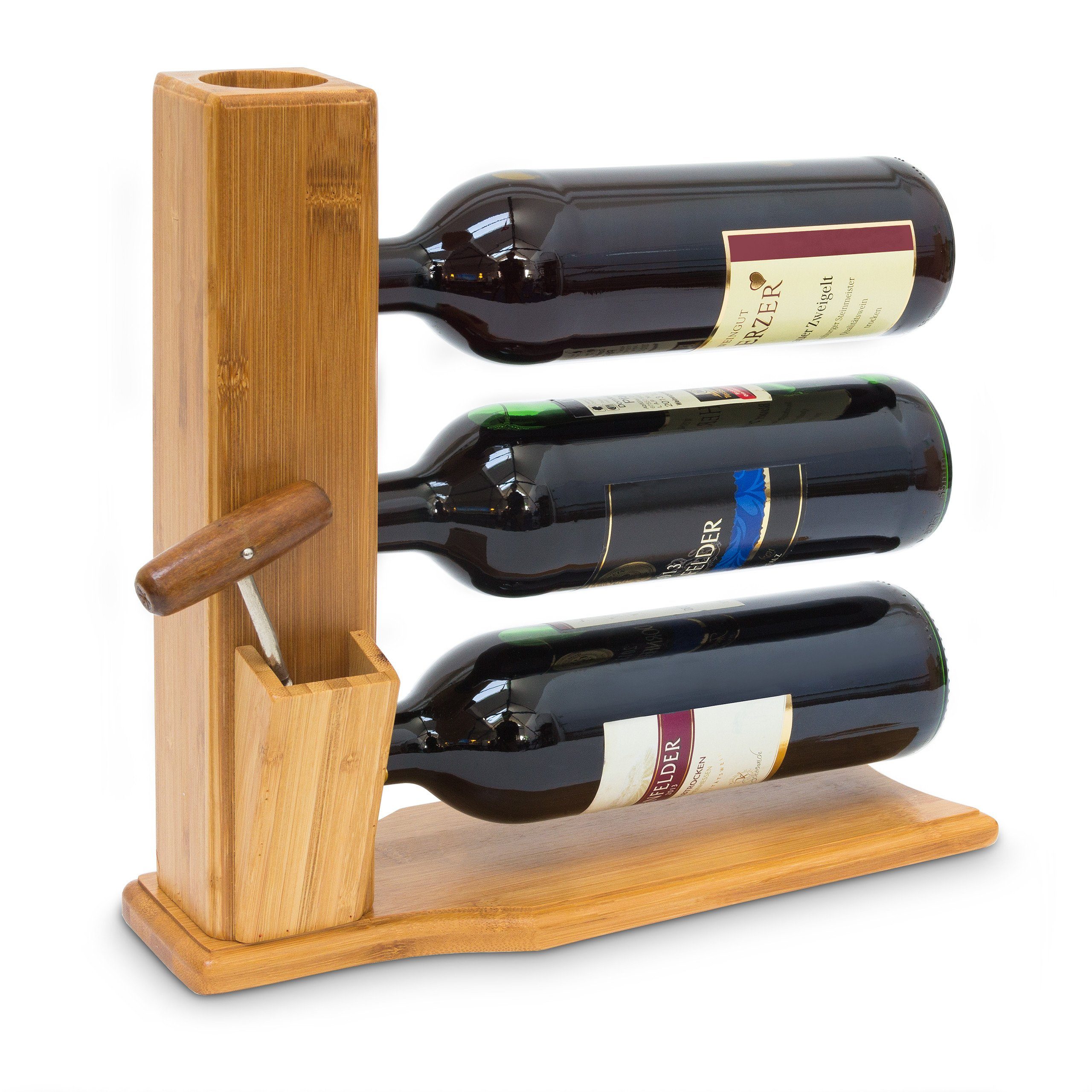 Weinregal Weinständer Bambus für 3 Flaschen