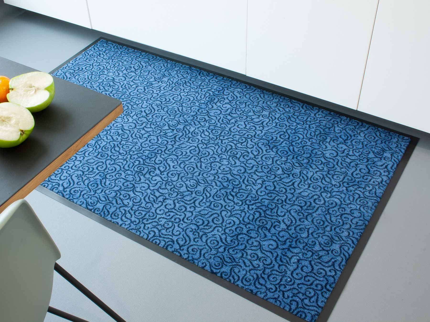 in Küchenläufer Textil, rutschhemmend, Größe 6 cm, waschbar, 90x150 Primaflor-Ideen mm, Küche BRASIL, blau Höhe: rechteckig,