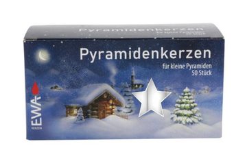 BURI Adventskerze 50 Pyramidenkerzen weiß 14x70mm Weihnachtskerze Adventskerze Weihnacht