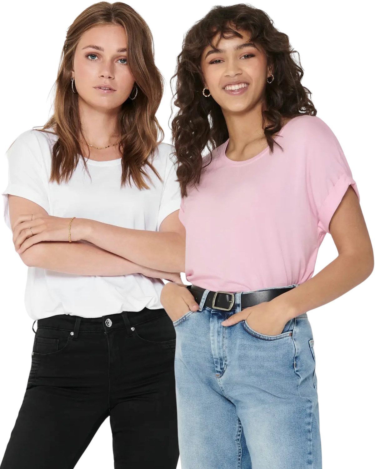 ONLY T-Shirt Stilvolles Basic Shirt mit Rundhalsausschnitt (2er-Pack) unifa günstig online kaufen