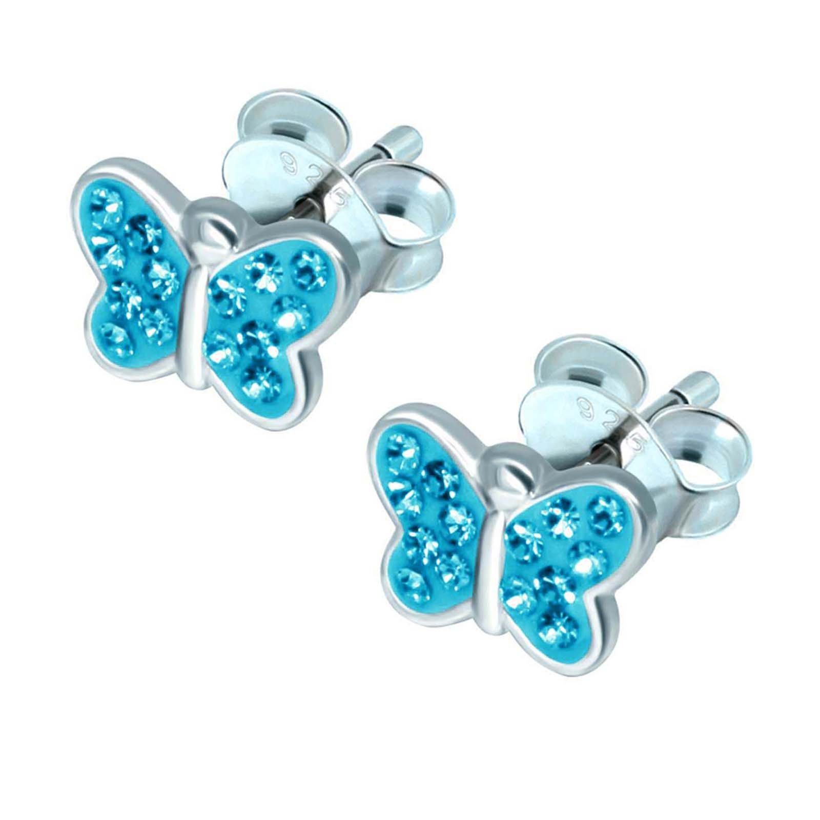 schmuck23 Paar Ohrstecker Kinder Ohrringe Schmetterling 925 Silber, Schmuck für Kinder Damen und Mädchen