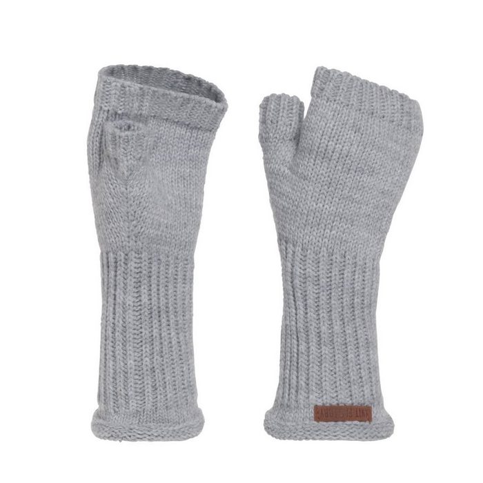 Knit Factory Strickhandschuhe Cleo Handschuhe One Size Glatt Grau Handschuhe Handstulpen Handschuhe ihne Finger JU10861