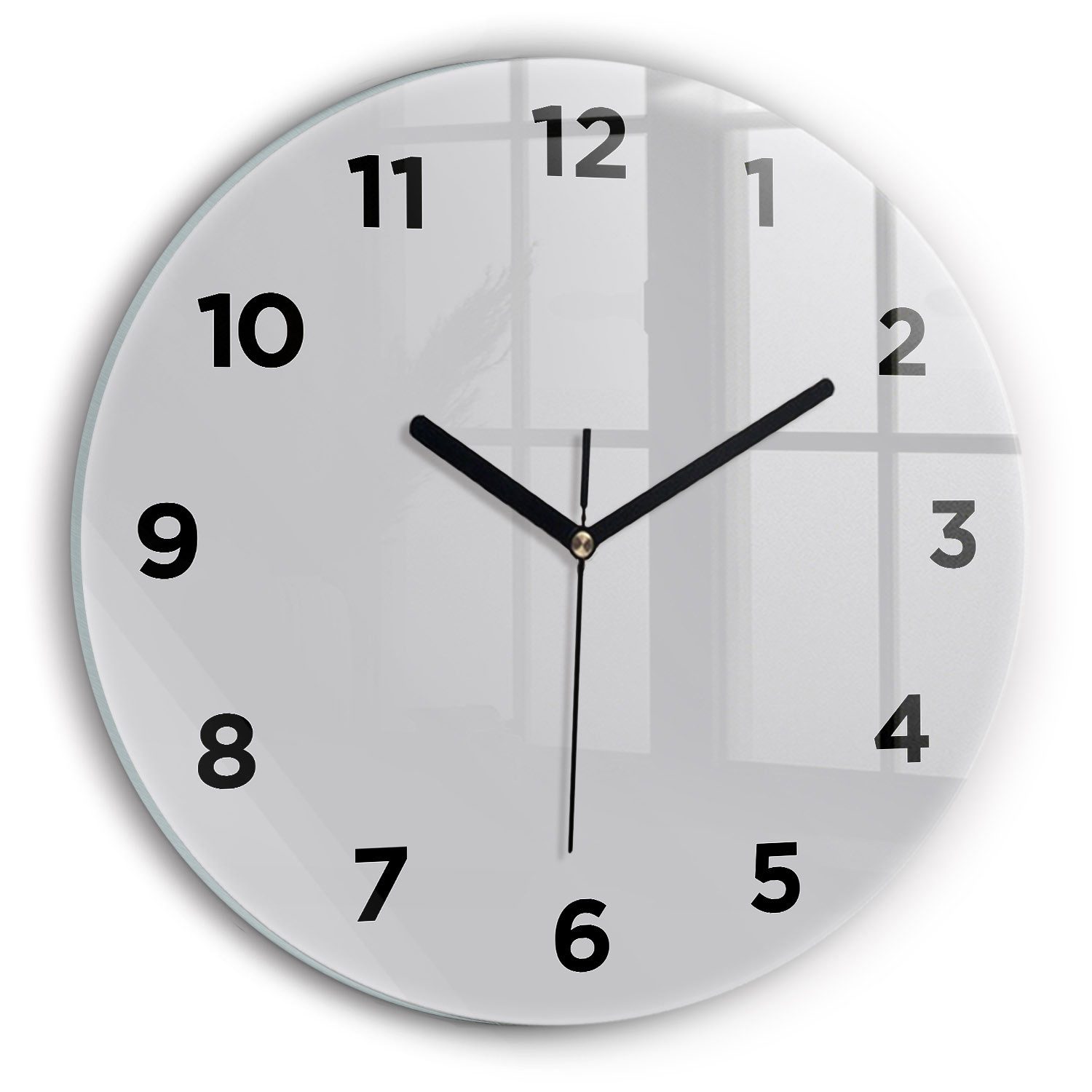 Tulup Wanduhr Glasrunde Uhr Moderne Glaswanduhr 30 cm Uhr aus gehärtetem Glas