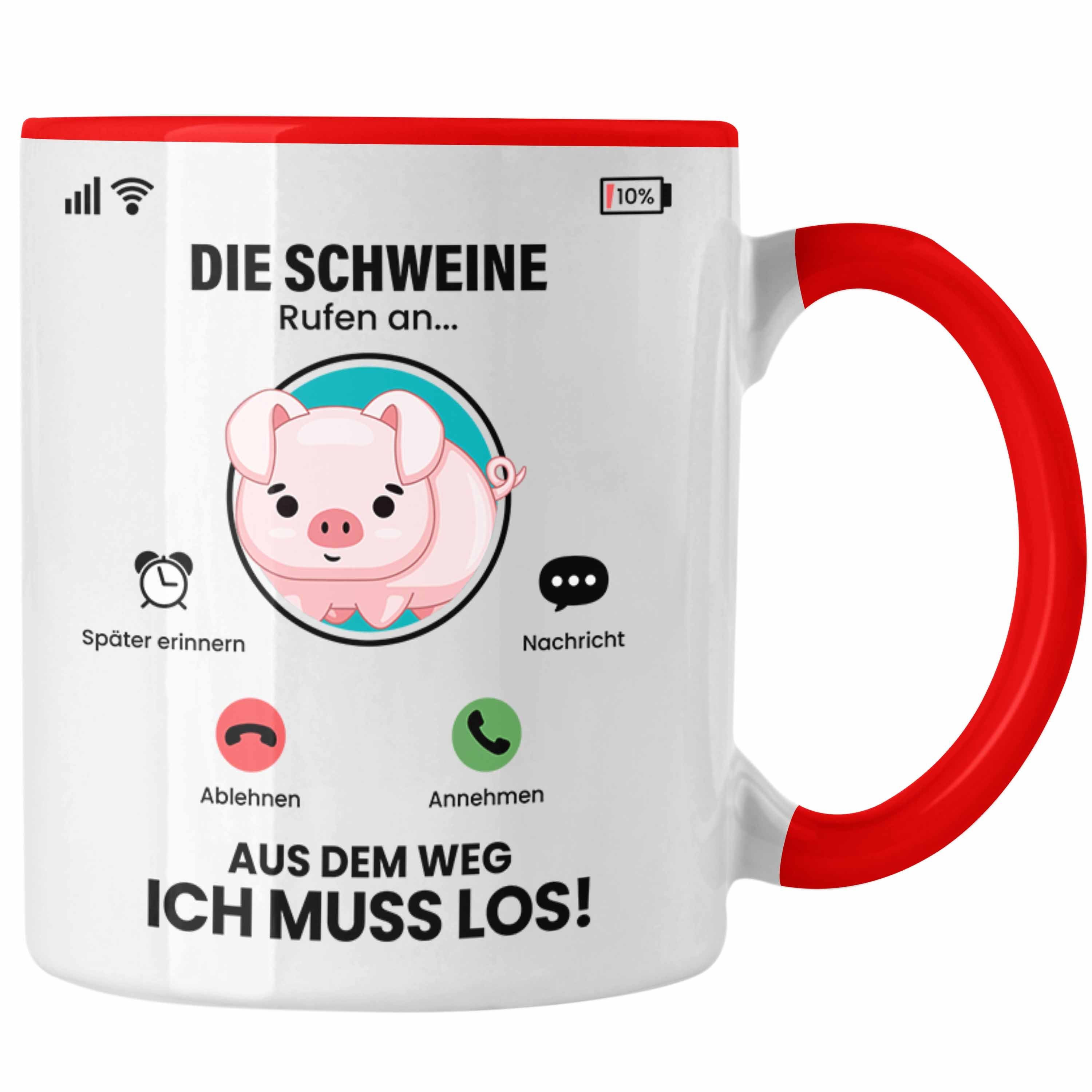 Trendation Tasse Die Schweine Rufen An Tasse Geschenk für Schweine Züchter Besitzer Ges Rot | Teetassen