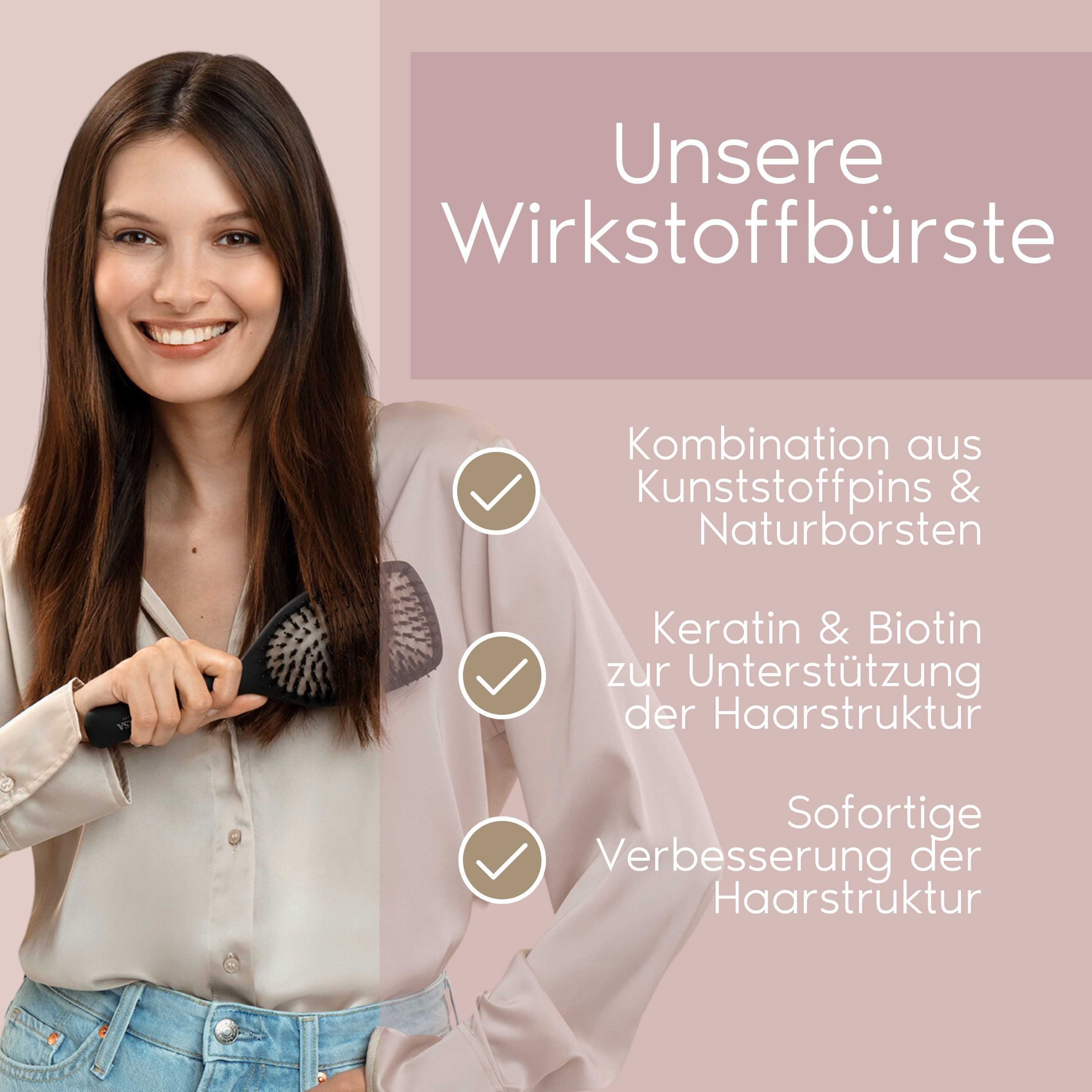 PARSA Beauty Haarbürste Professional Volumenbürste 25mm, Keratin Care & Shine
