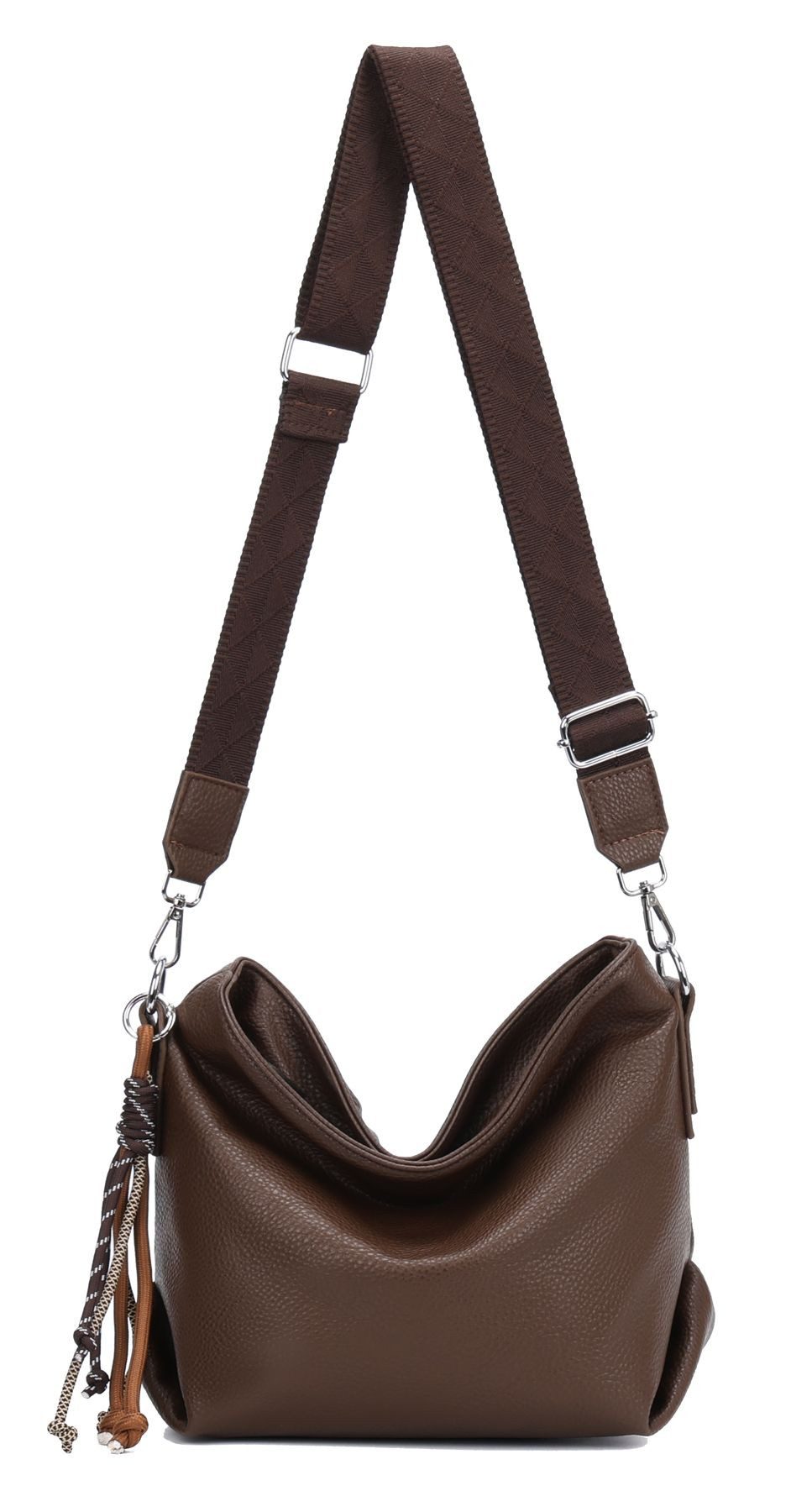 ITALYSHOP24 Schultertasche DAMEN TASCHE Crossbody Shopper Umhängetasche Brusttasche Leder Optik, Hobo Bag Handtasche CrossOver Freizeit Henkeltasche leicht modern