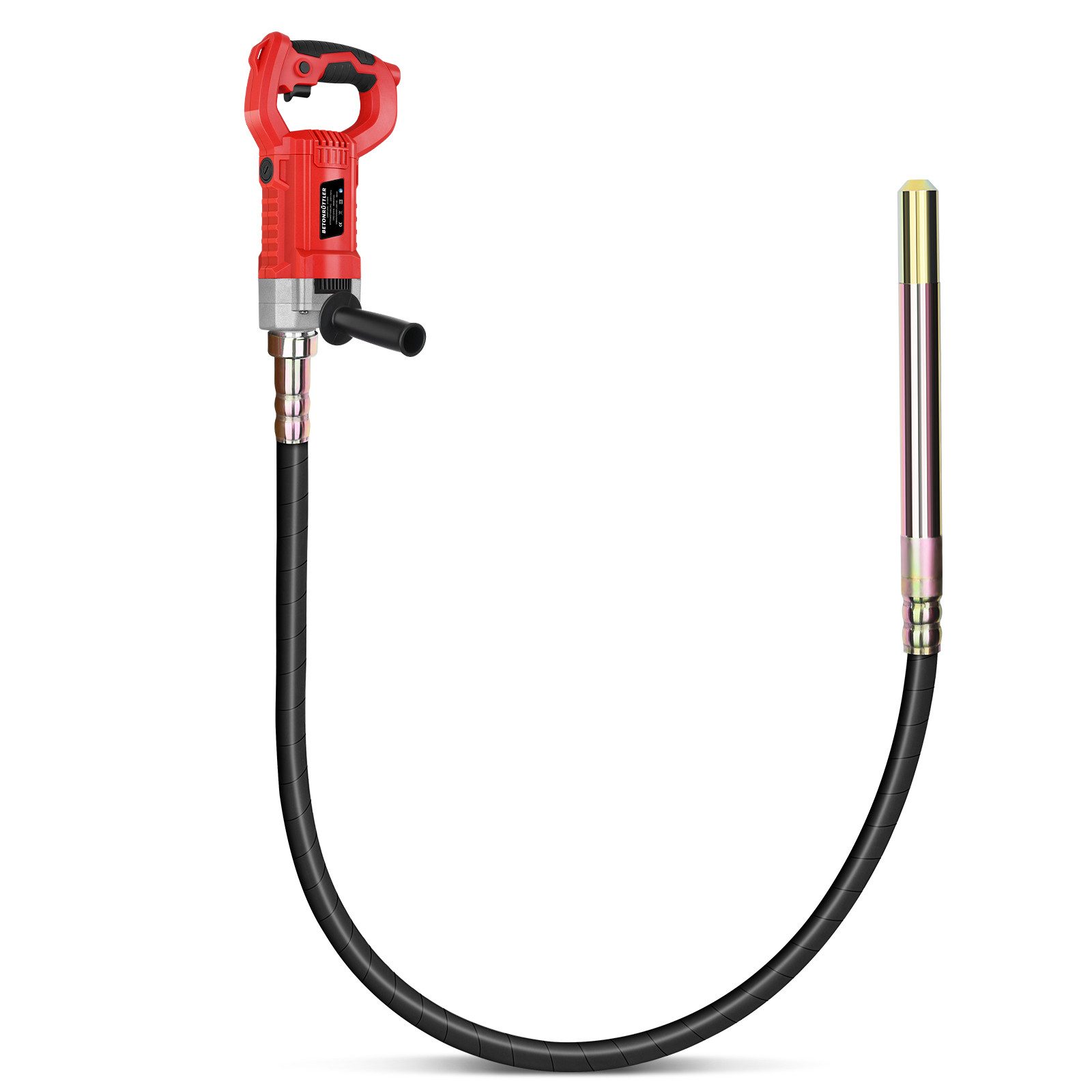 XERSEK Betonverdichter Elektro Betonrüttler 2100W Handrüttler mit Ø38mm Rüttelkopf 6800 U/min, (Selbstsperrschalter ABS-Lüftern 1.5-2m Vibrationskopf Bereich max.45cm), Betonverdichter, Innenrüttler Für Straßen Gießen, Mauer/Häuser Bauen