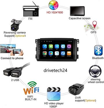 GABITECH Mercedes Smart Fortwo 9 zoll Android 13 Autoradio GPS Carplay RDS Einbau-Navigationsgerät