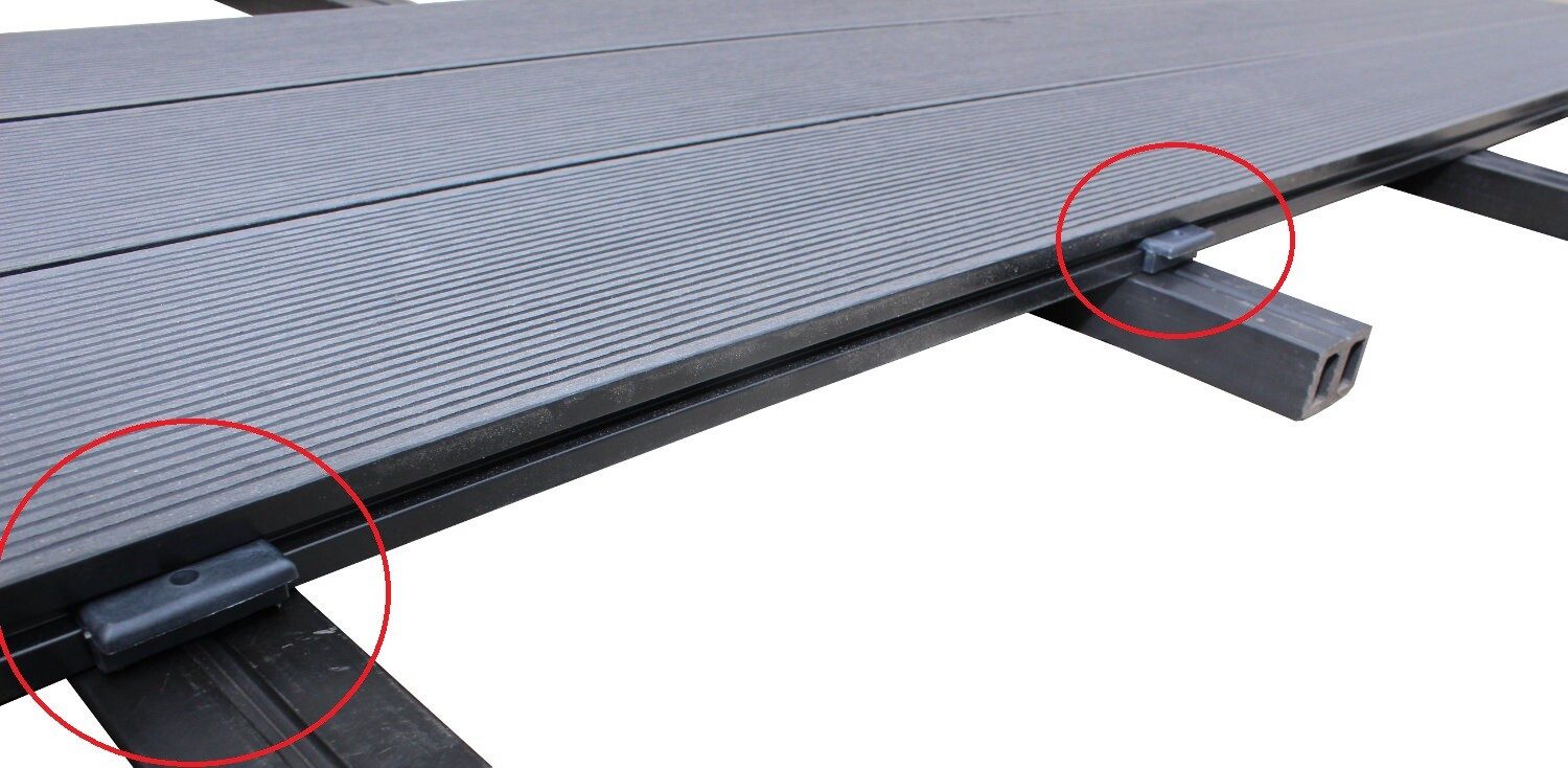 WPC Profi Terrassendielen Kunststoff Nylon Clip Montageclip mit Schraube schwarz für Terrassen, (Befestigungsclips, 50-St., mit Edelstahlschraube)